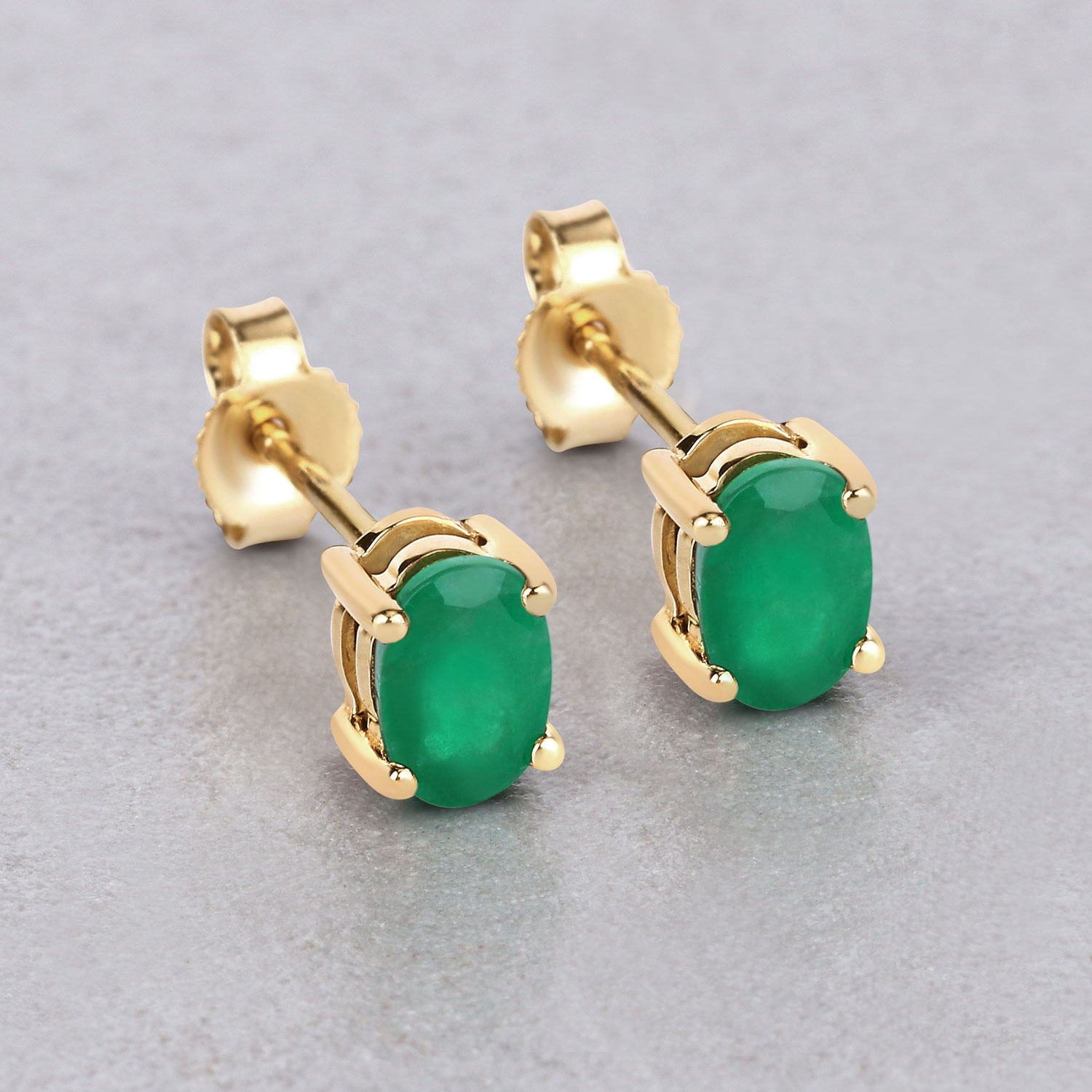 0.88 Carat Genuine Zambian Emerald 10K Yellow Gold Earrings