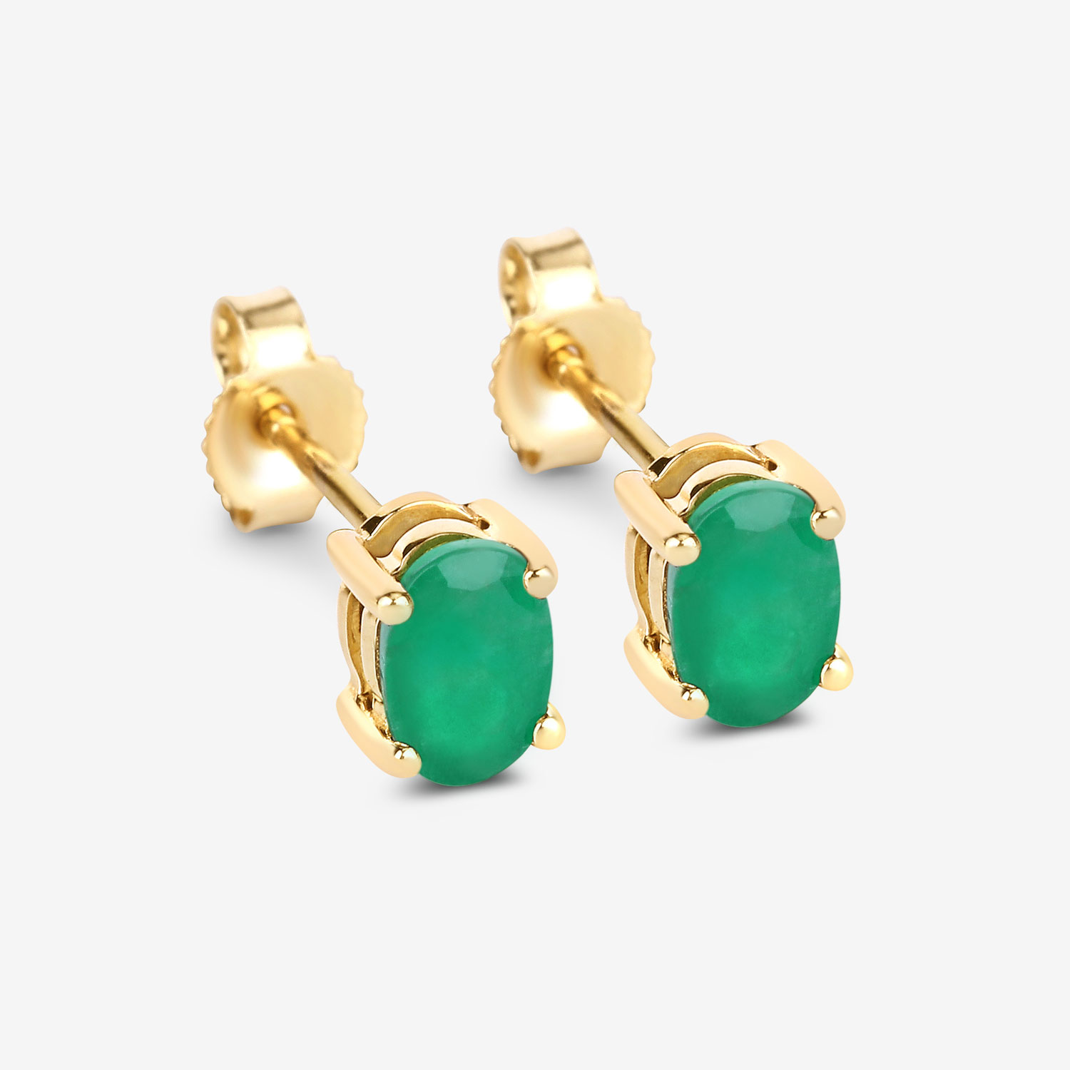 0.88 Carat Genuine Zambian Emerald 10K Yellow Gold Earrings