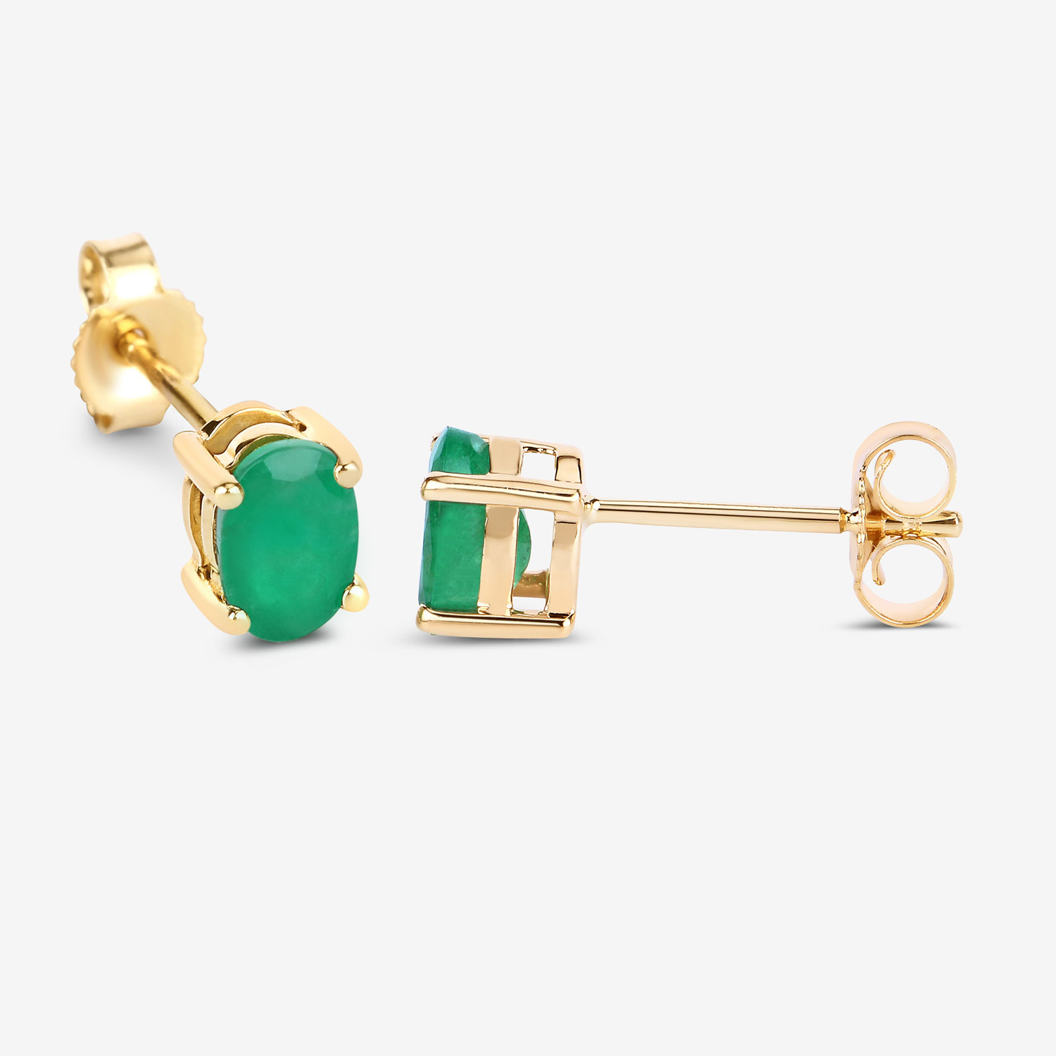 0.88 Carat Genuine Zambian Emerald 10K Yellow Gold Earrings