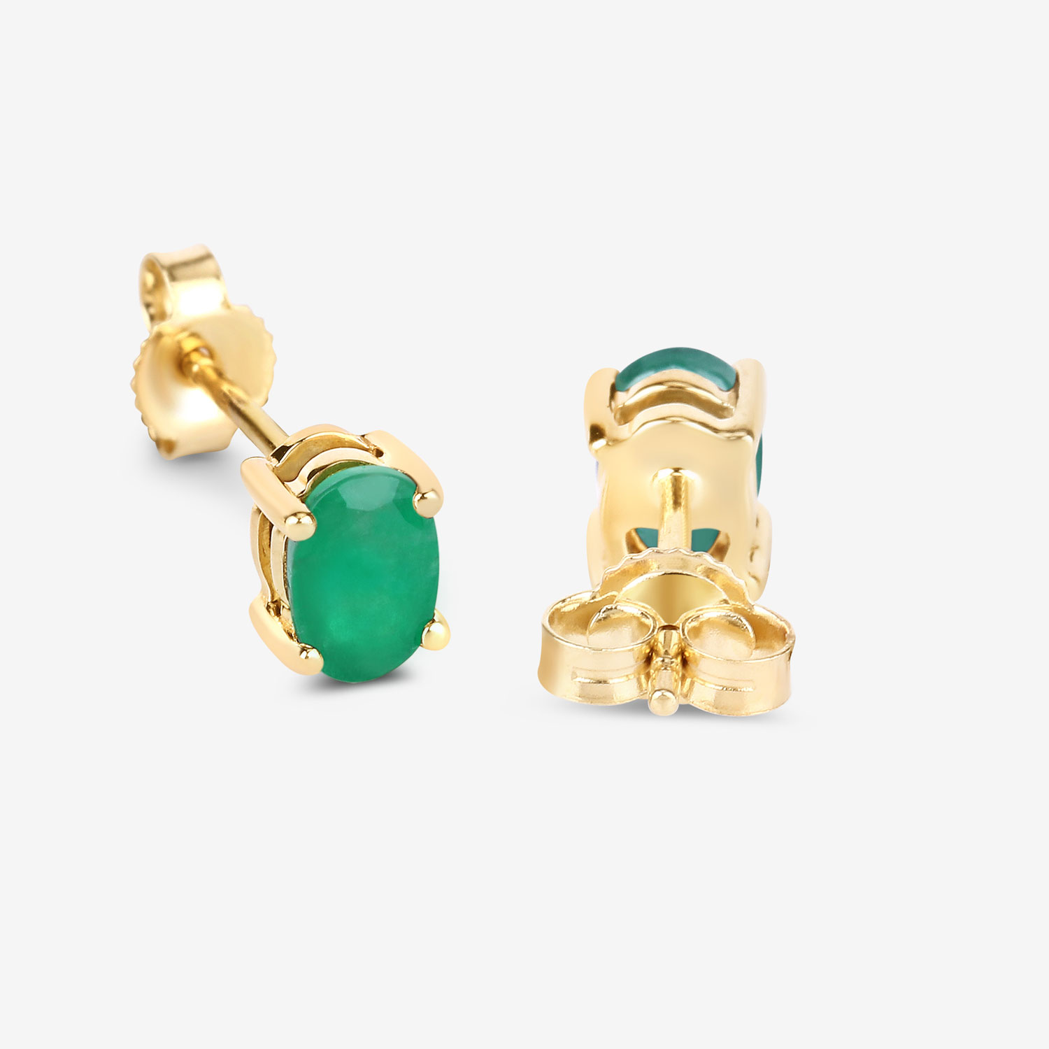 0.88 Carat Genuine Zambian Emerald 10K Yellow Gold Earrings