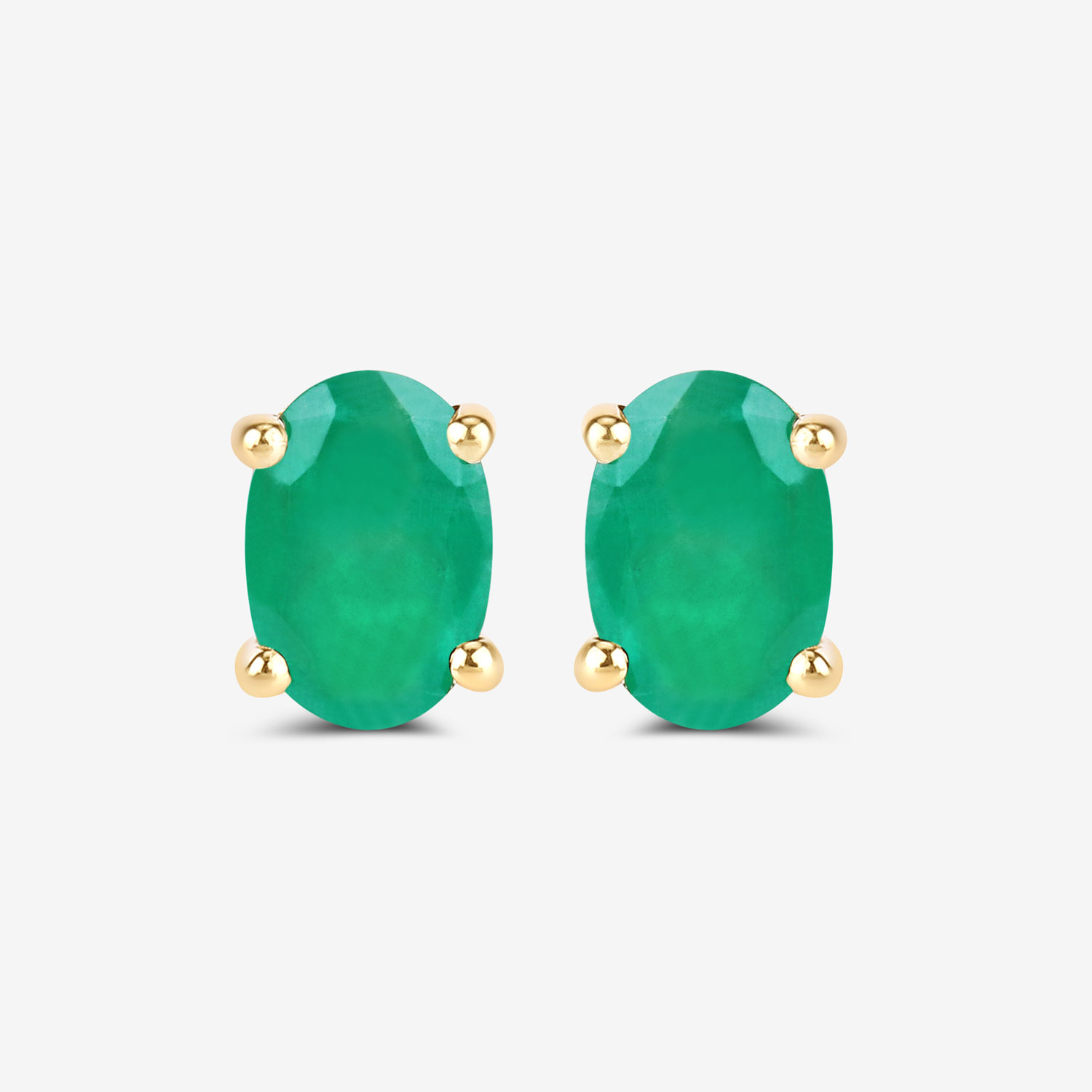 0.88 Carat Genuine Zambian Emerald 10K Yellow Gold Earrings