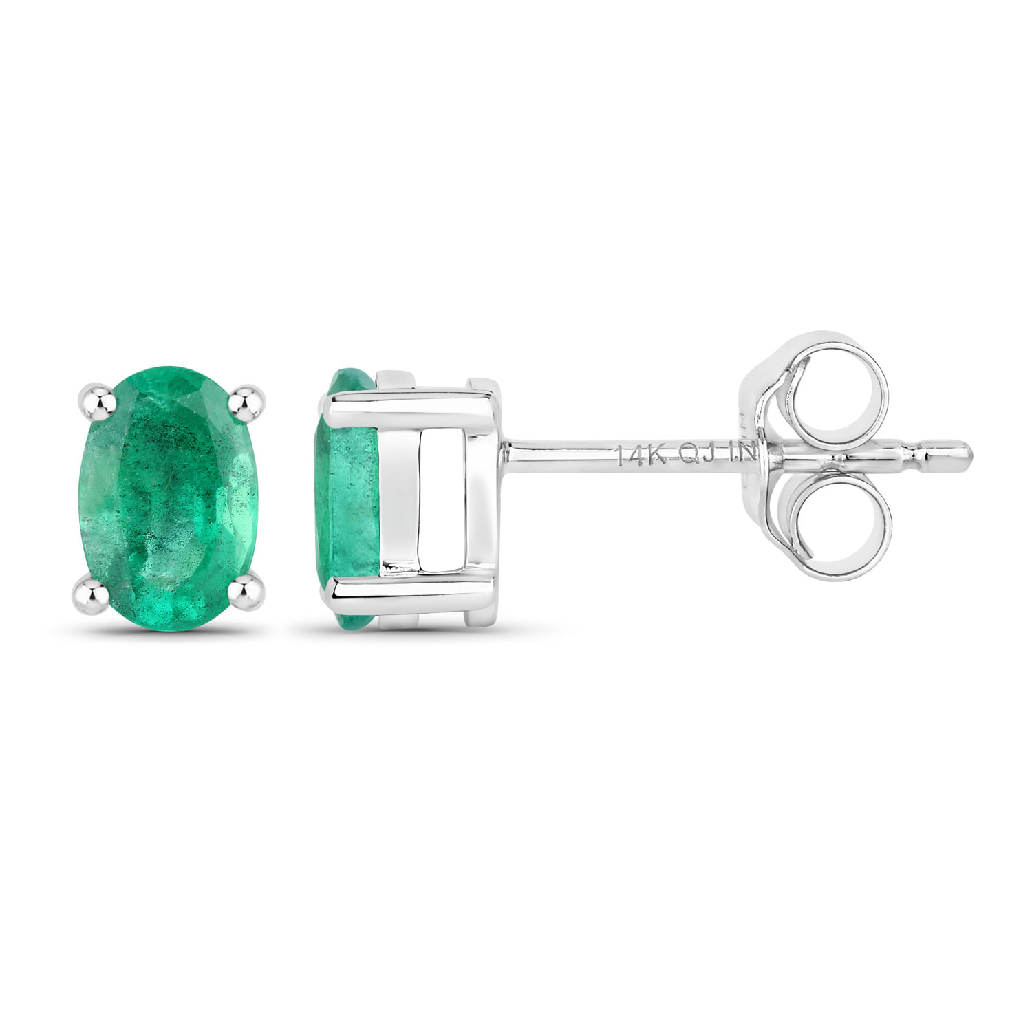 0.88 Carat Genuine Zambian Emerald 14K White Gold Earrings