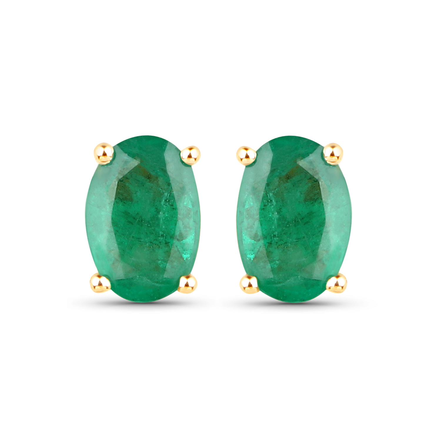 0.66 Carat Genuine Zambian Emerald 14K Yellow Gold Earrings