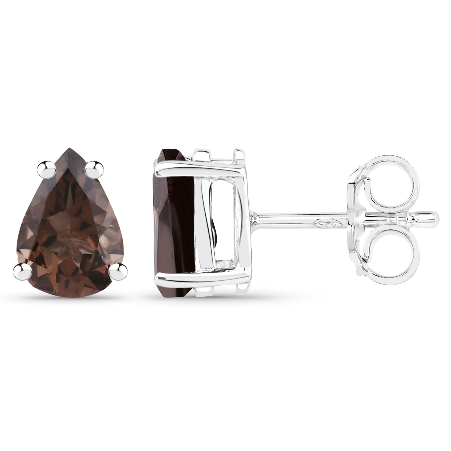 1.40 Carat Genuine Smoky Quartz .925 Sterling Silver Earrings