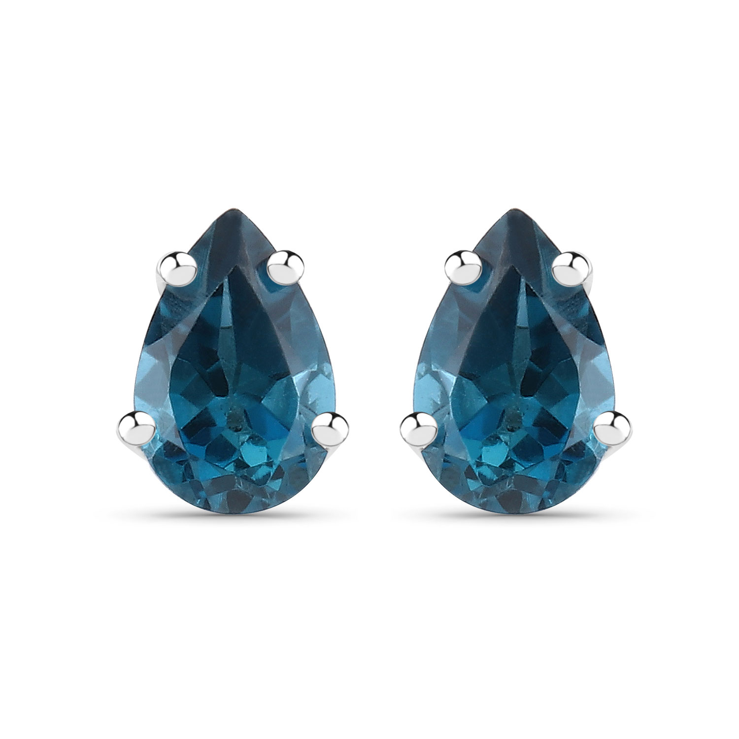 1.00 Carat Genuine London Blue Topaz .925 Sterling Silver Earrings