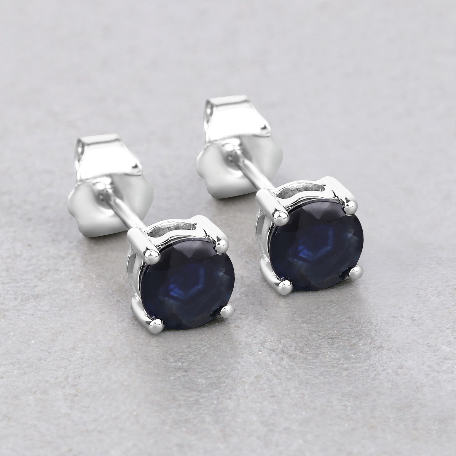 1.30 Carat Genuine Blue Sapphire 10K White Gold Earrings
