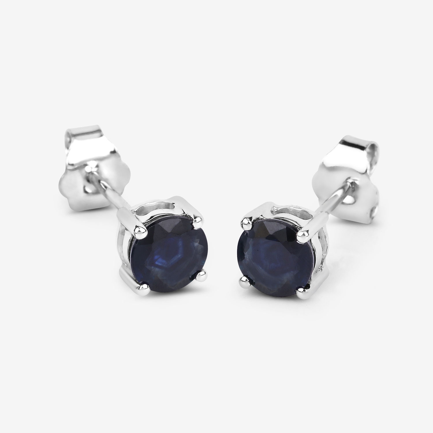1.30 Carat Genuine Blue Sapphire 10K White Gold Earrings