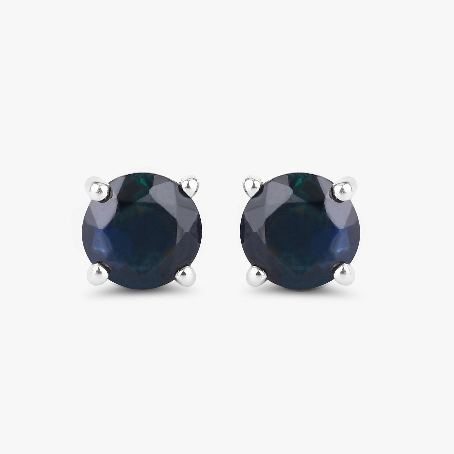 1.30 Carat Genuine Blue Sapphire 10K White Gold Earrings