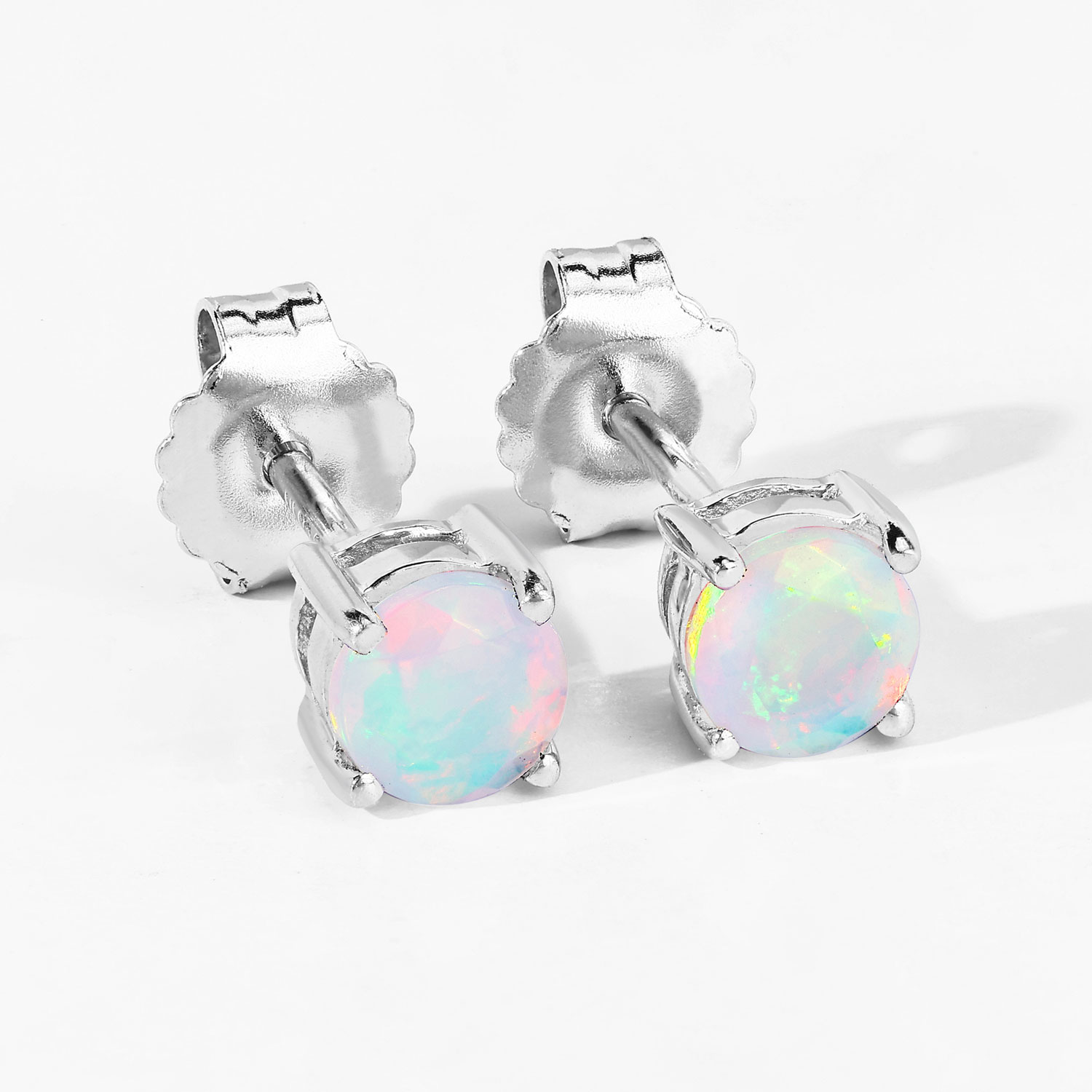 0.54 Carat Ethiopian Opal .925 Sterling Silver Earrings