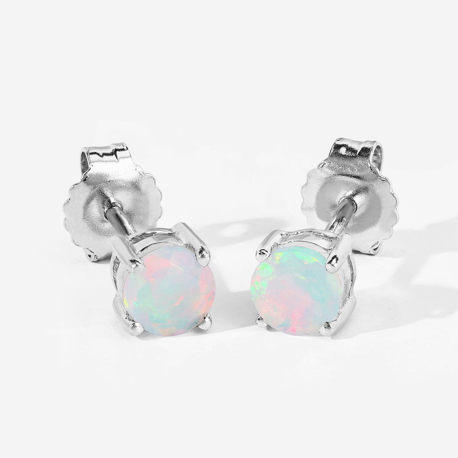 0.54 Carat Ethiopian Opal .925 Sterling Silver Earrings