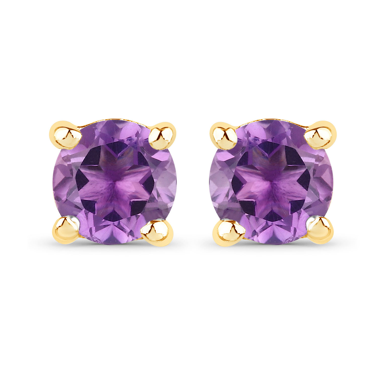 0.48 Carat Genuine Amethyst 10K Yellow Gold Earrings