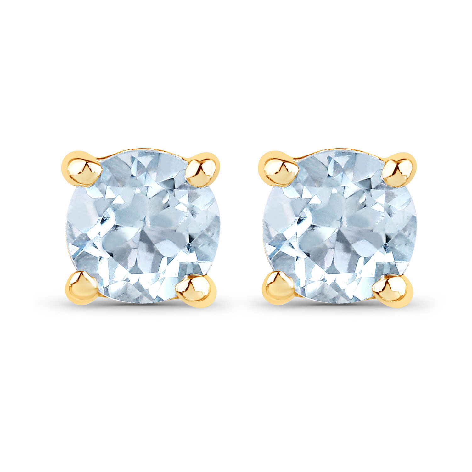 0.44 Carat Genuine Aquamarine 14K Yellow Gold Earrings