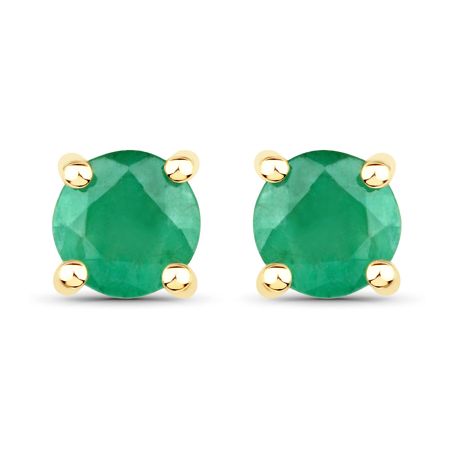 0.46 Carat Genuine Emerald 10K Yellow Gold Earrings