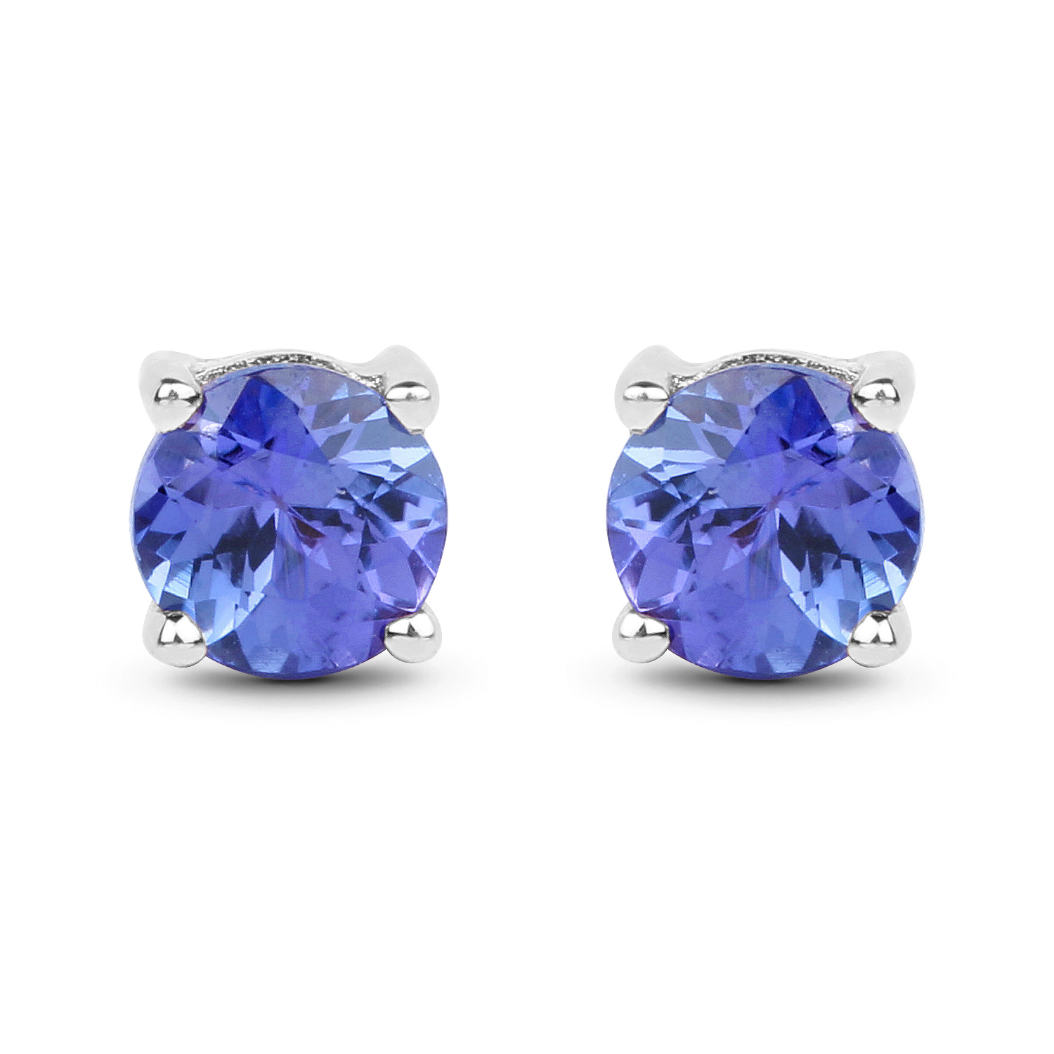 0.57 Carat Genuine Tanzanite 14K White Gold Earrings