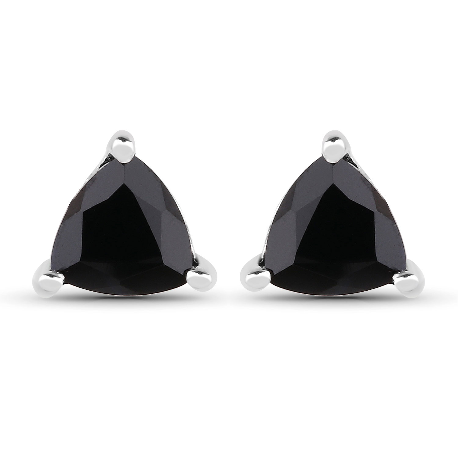 1.00 Carat Genuine Black Sapphire .925 Sterling Silver Earrings