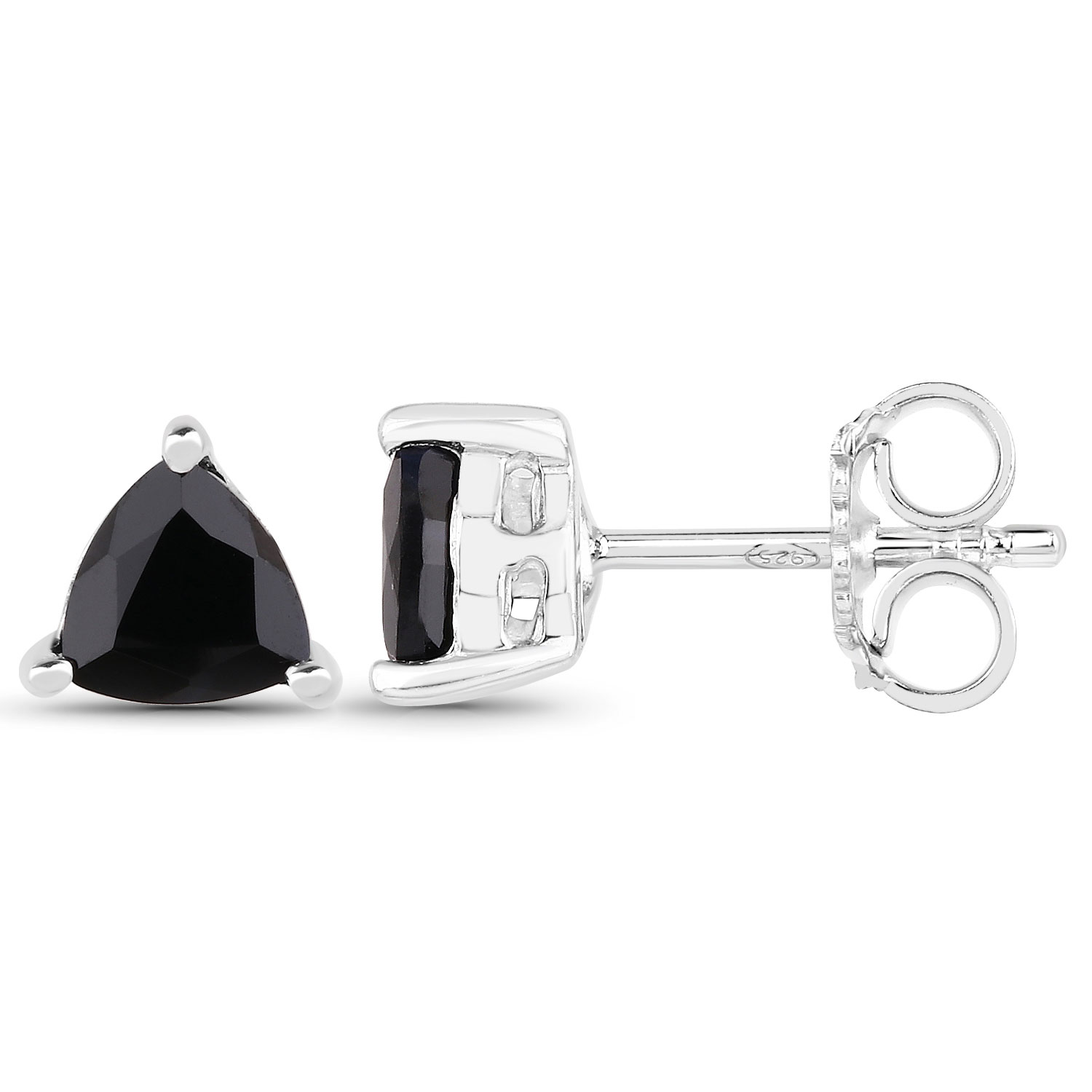1.00 Carat Genuine Black Sapphire .925 Sterling Silver Earrings