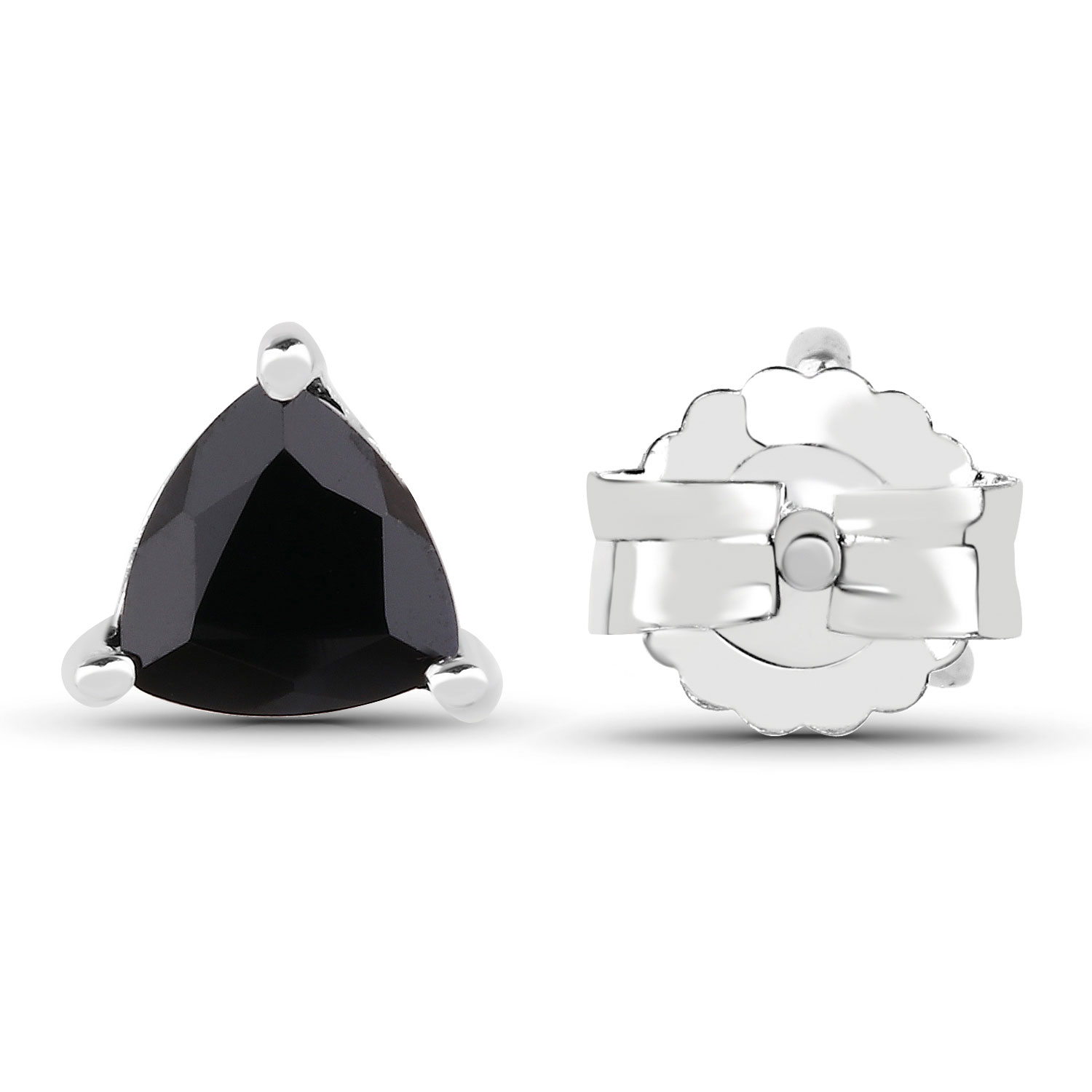 1.00 Carat Genuine Black Sapphire .925 Sterling Silver Earrings