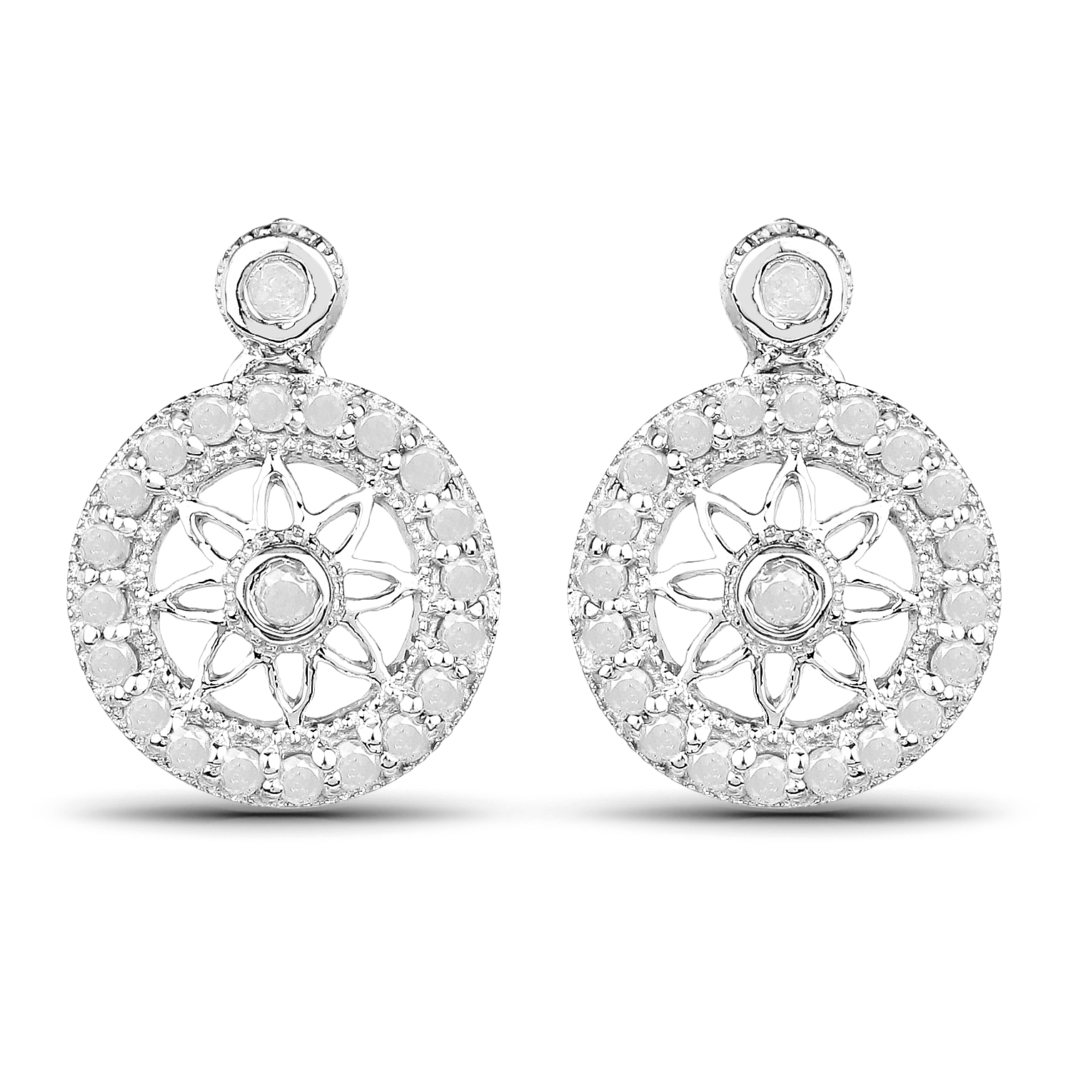 0.71 Carat Genuine White Diamond .925 Sterling Silver Earrings