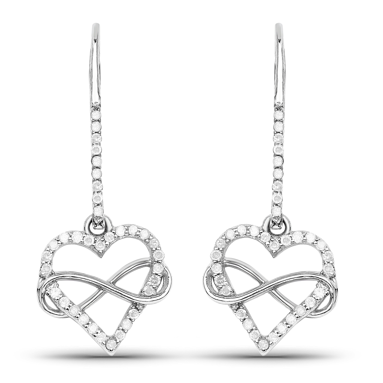 0.36 Carat Genuine White Diamond .925 Sterling Silver Earrings