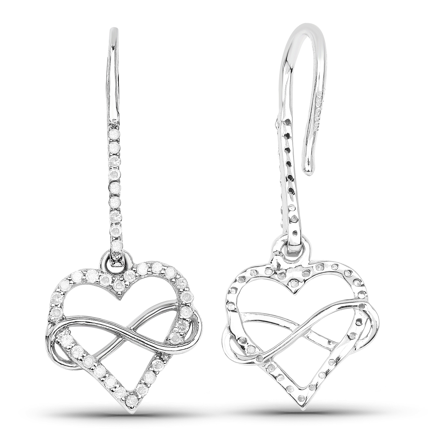 0.36 Carat Genuine White Diamond .925 Sterling Silver Earrings