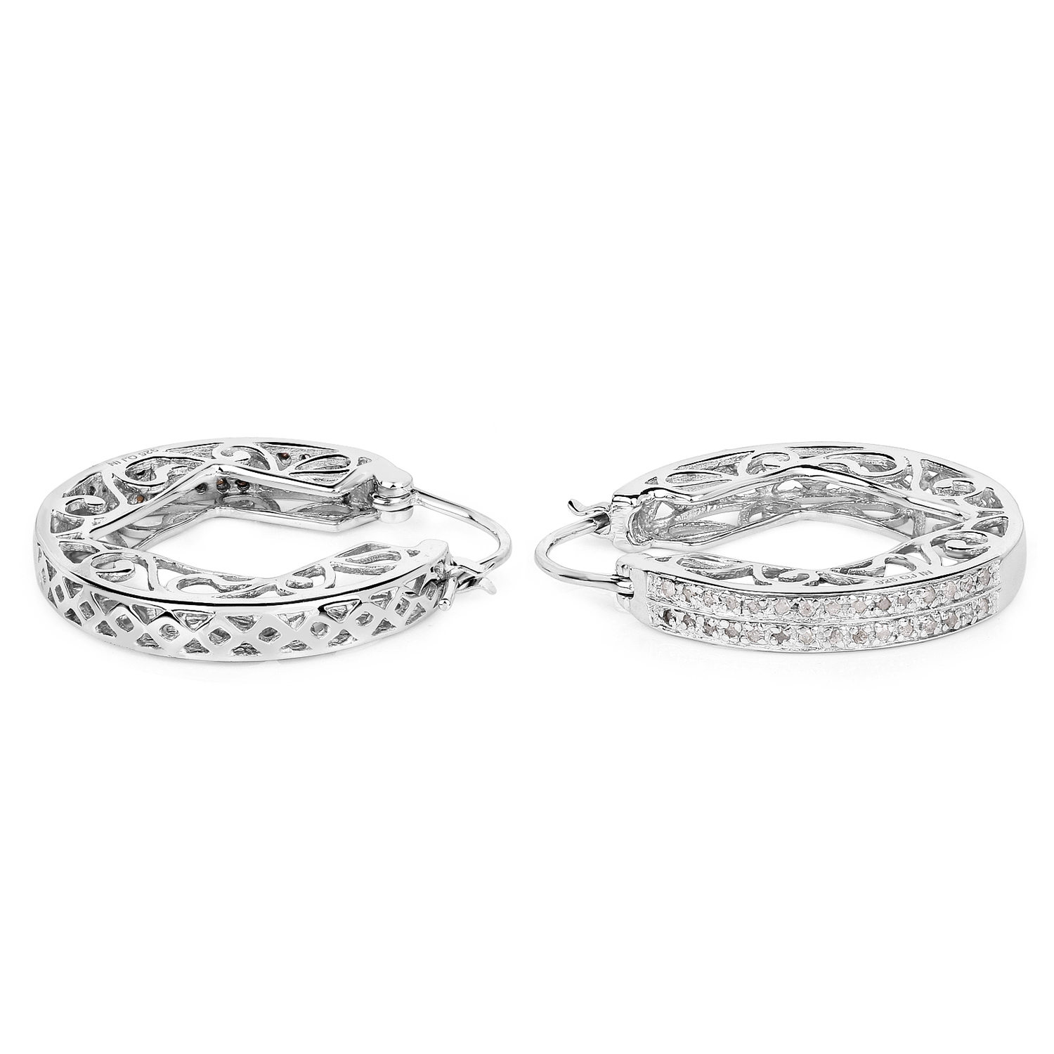 0.24 Carat Genuine White Diamond .925 Sterling Silver Earrings