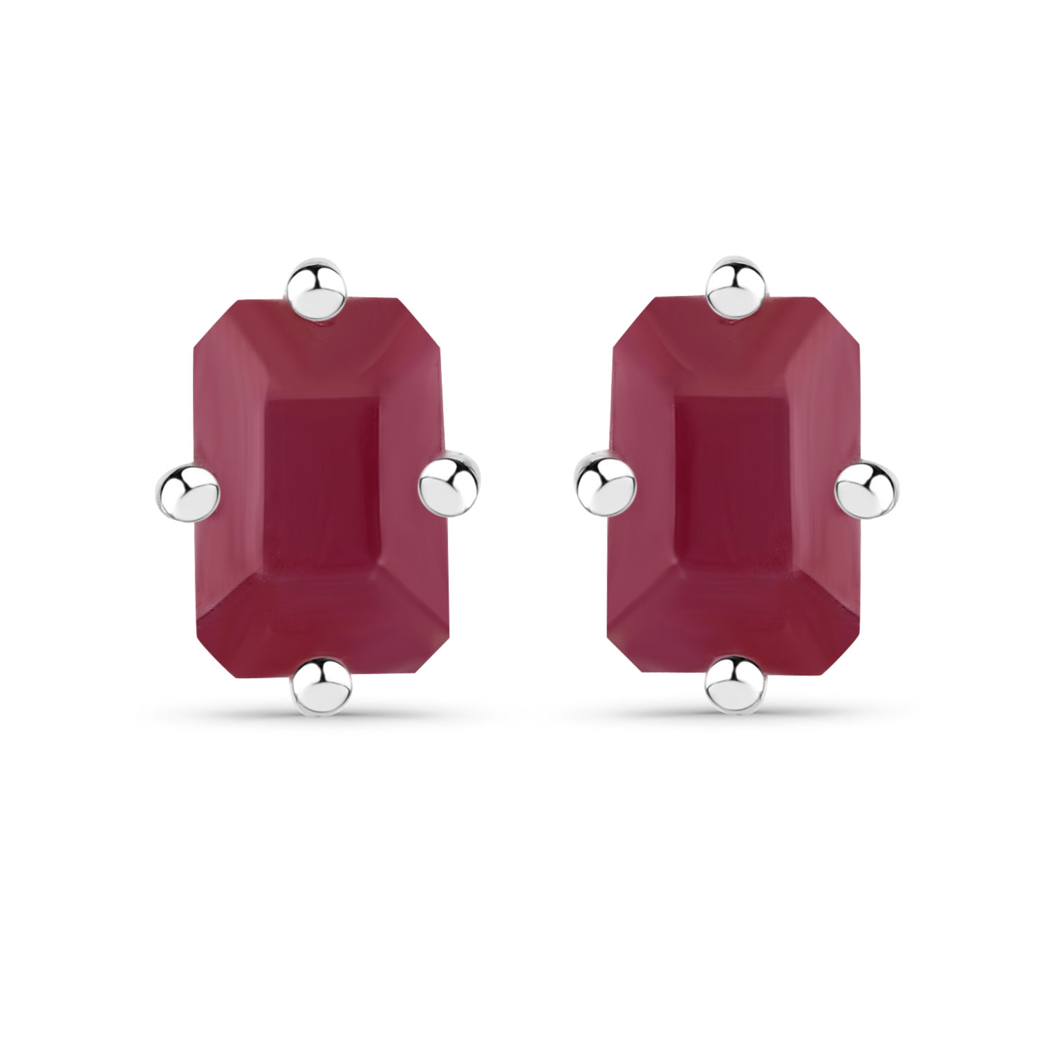 1.50 Carat Genuine Ruby .925 Sterling Silver Earrings