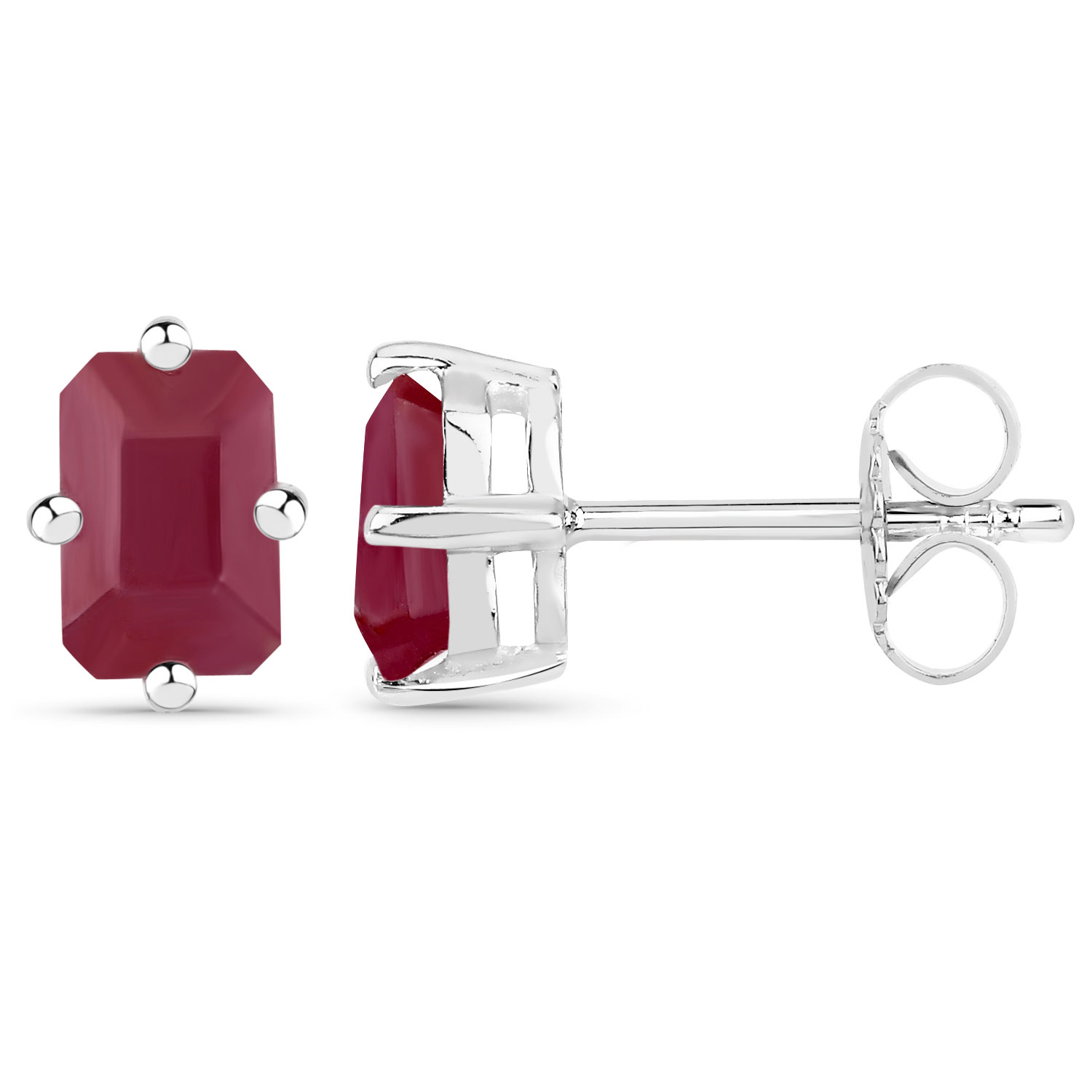 1.50 Carat Genuine Ruby .925 Sterling Silver Earrings