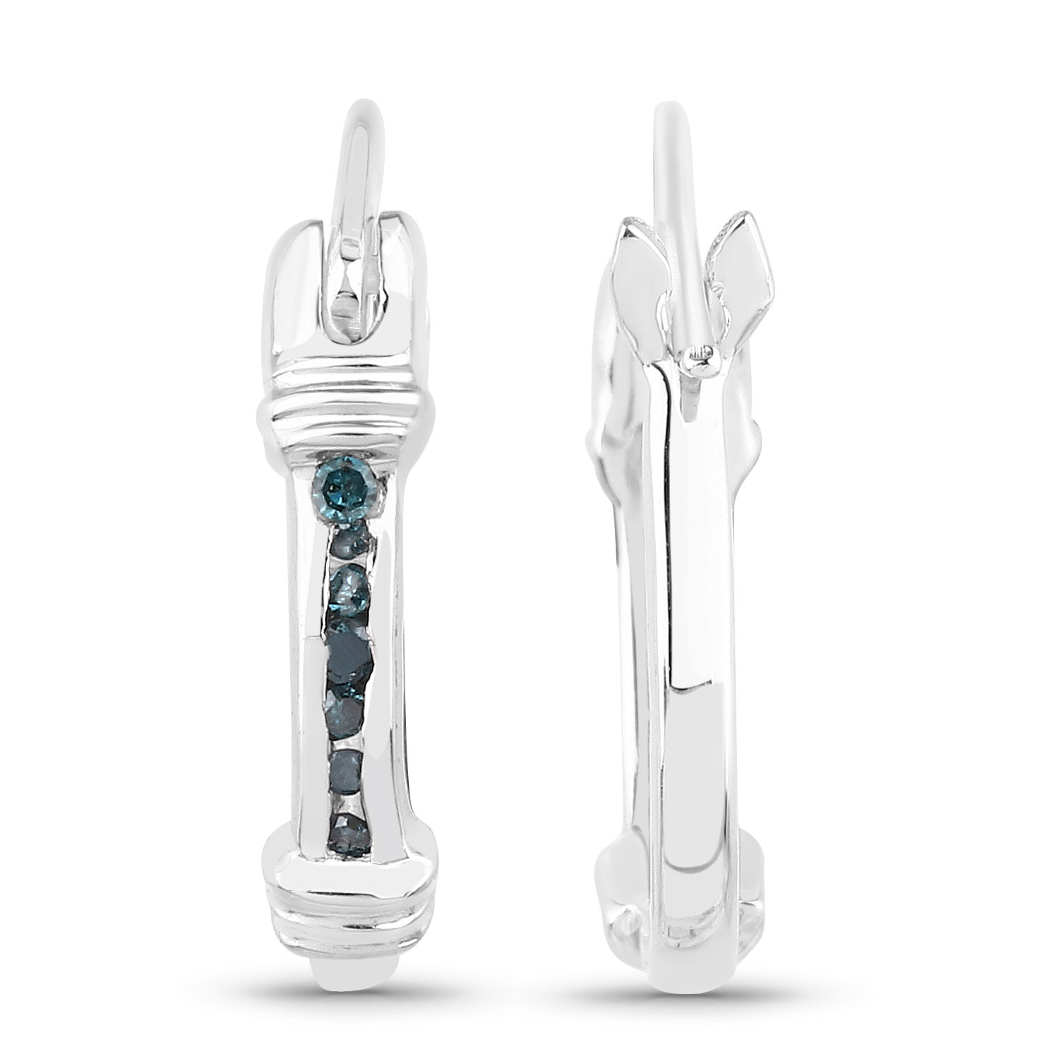 0.08 Carat Genuine Blue Diamond .925 Sterling Silver Earrings
