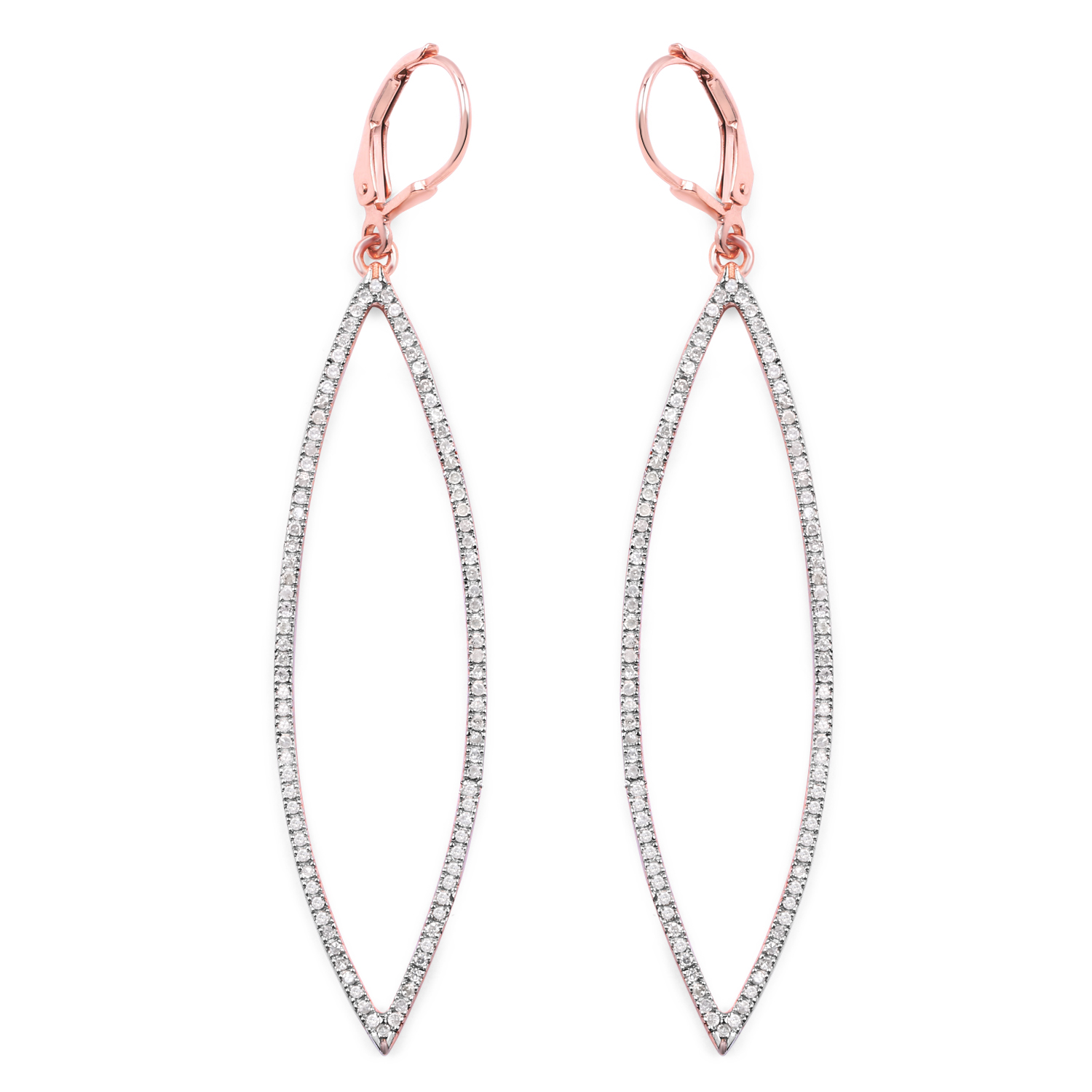 14K Rose Gold Plated 0.58 Carat Genuine White Diamond .925 Sterling Silver Earrings