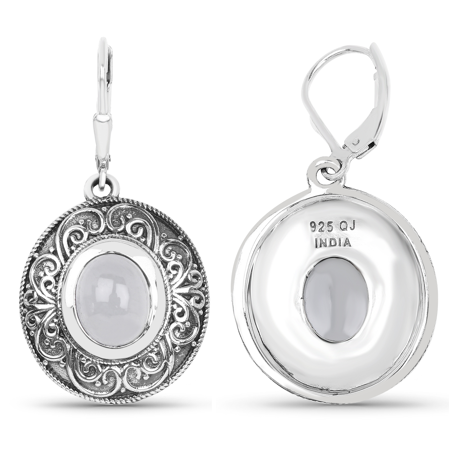 5.70 Carat Genuine Milky Aquamarine .925 Sterling Silver Earrings