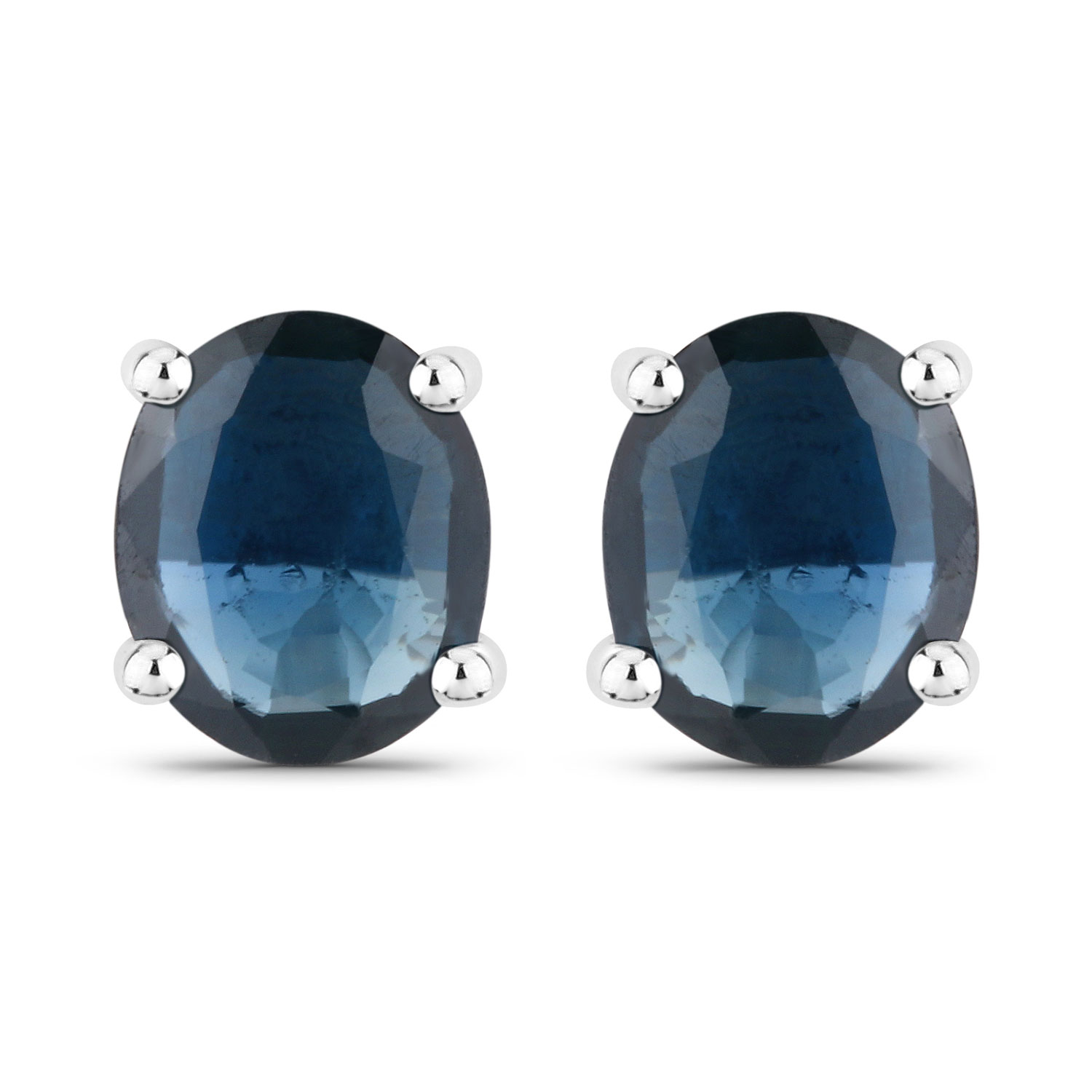0.68 Carat Genuine Blue Sapphire 10K White Gold Earrings