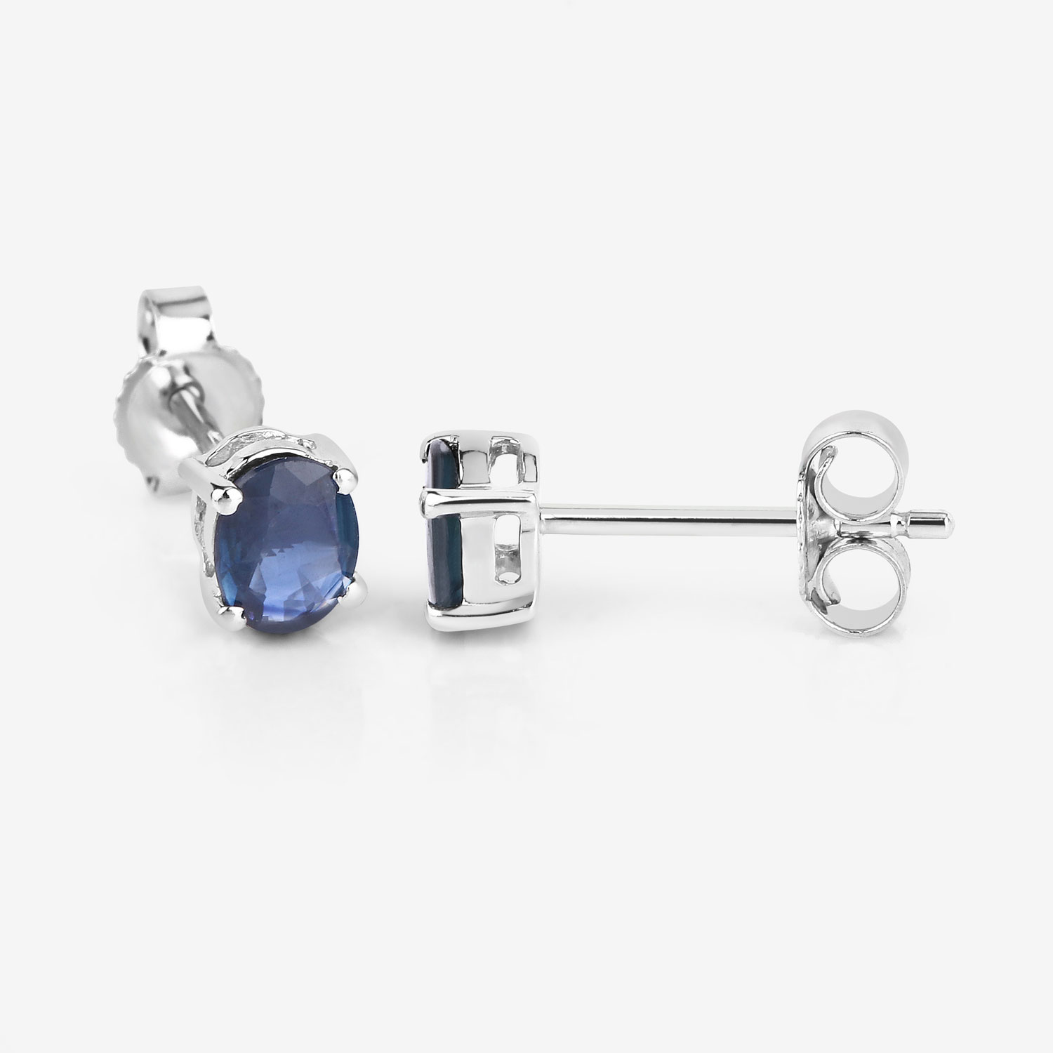 0.68 Carat Genuine Blue Sapphire 10K White Gold Earrings