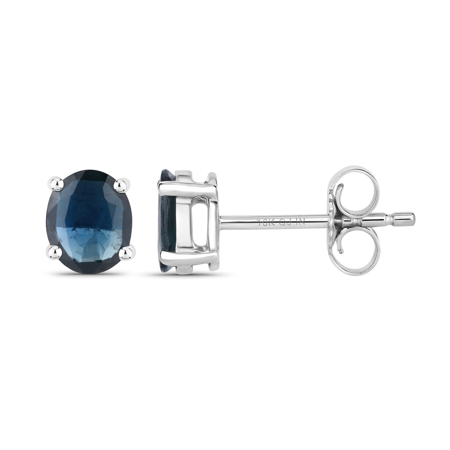 0.68 Carat Genuine Blue Sapphire 10K White Gold Earrings