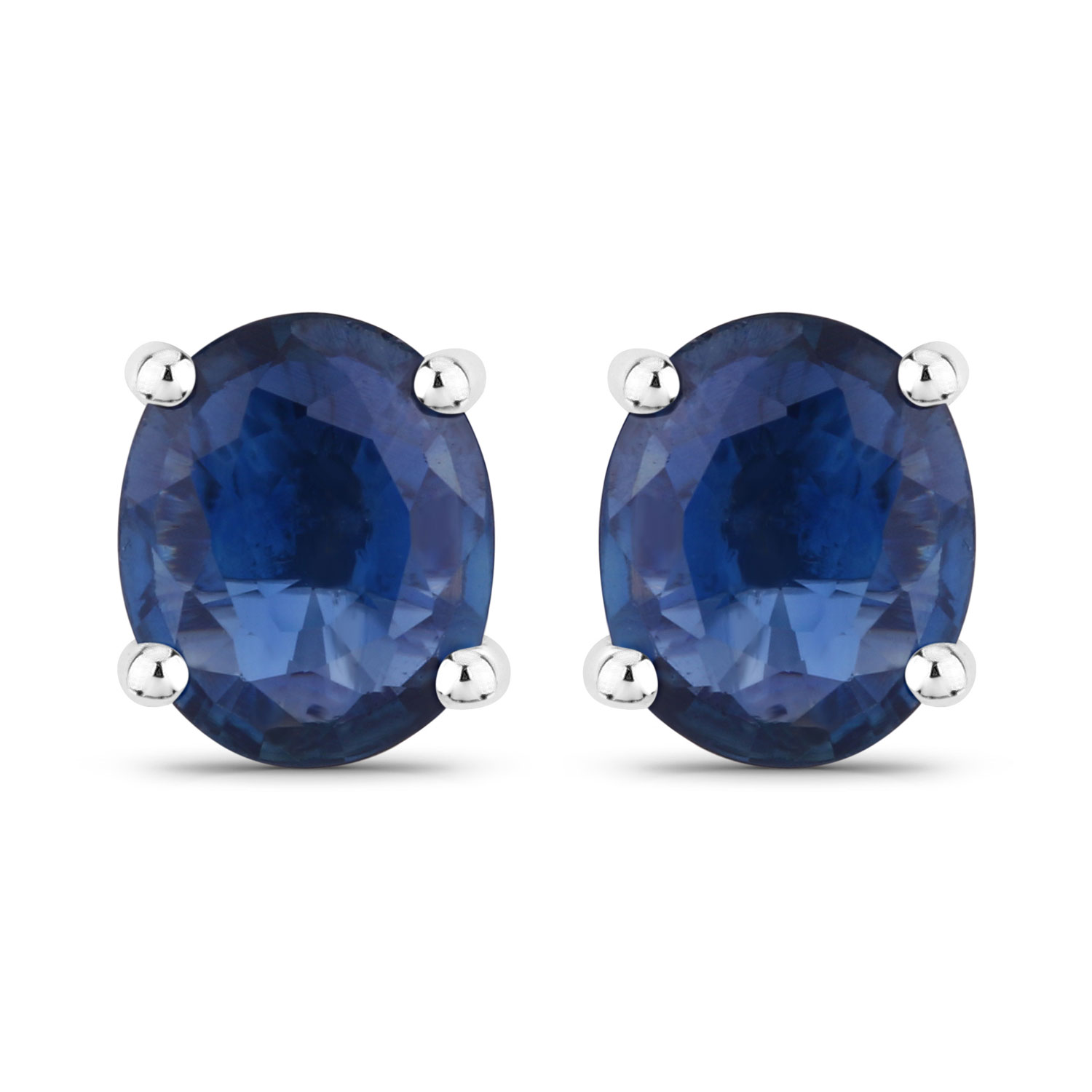 0.68 Carat Genuine Blue Sapphire 14K White Gold Earrings