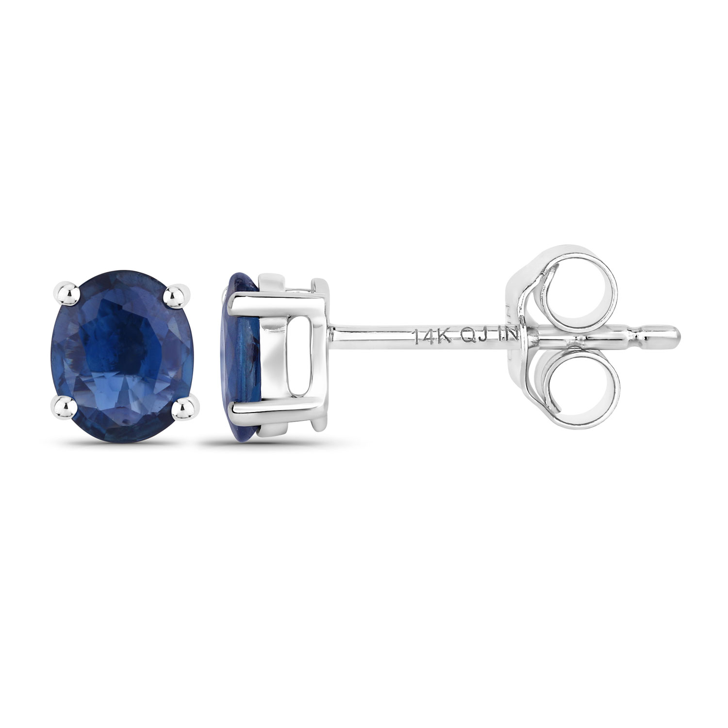0.68 Carat Genuine Blue Sapphire 14K White Gold Earrings