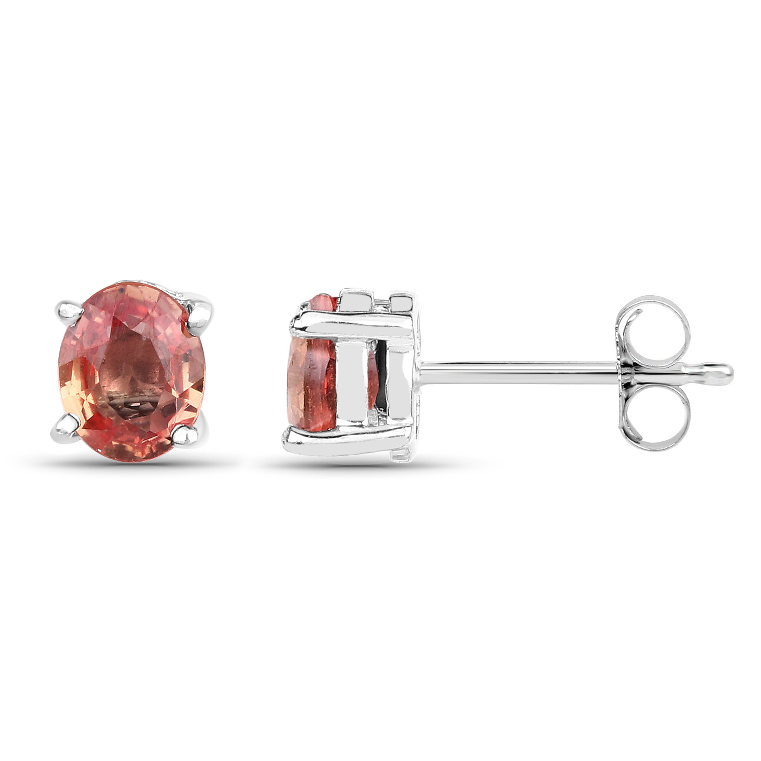 0.76 Carat Genuine Orange Sapphire .925 Sterling Silver Earrings