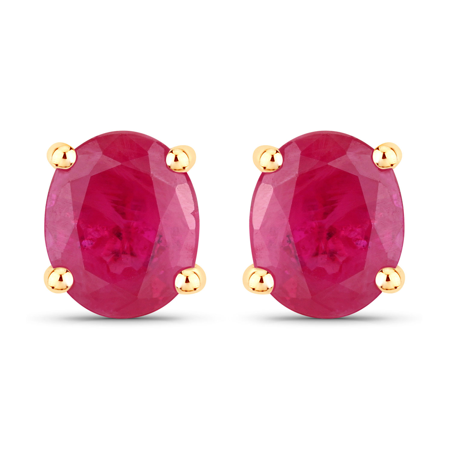 0.60 Carat Genuine Ruby 10K Yellow Gold Earrings