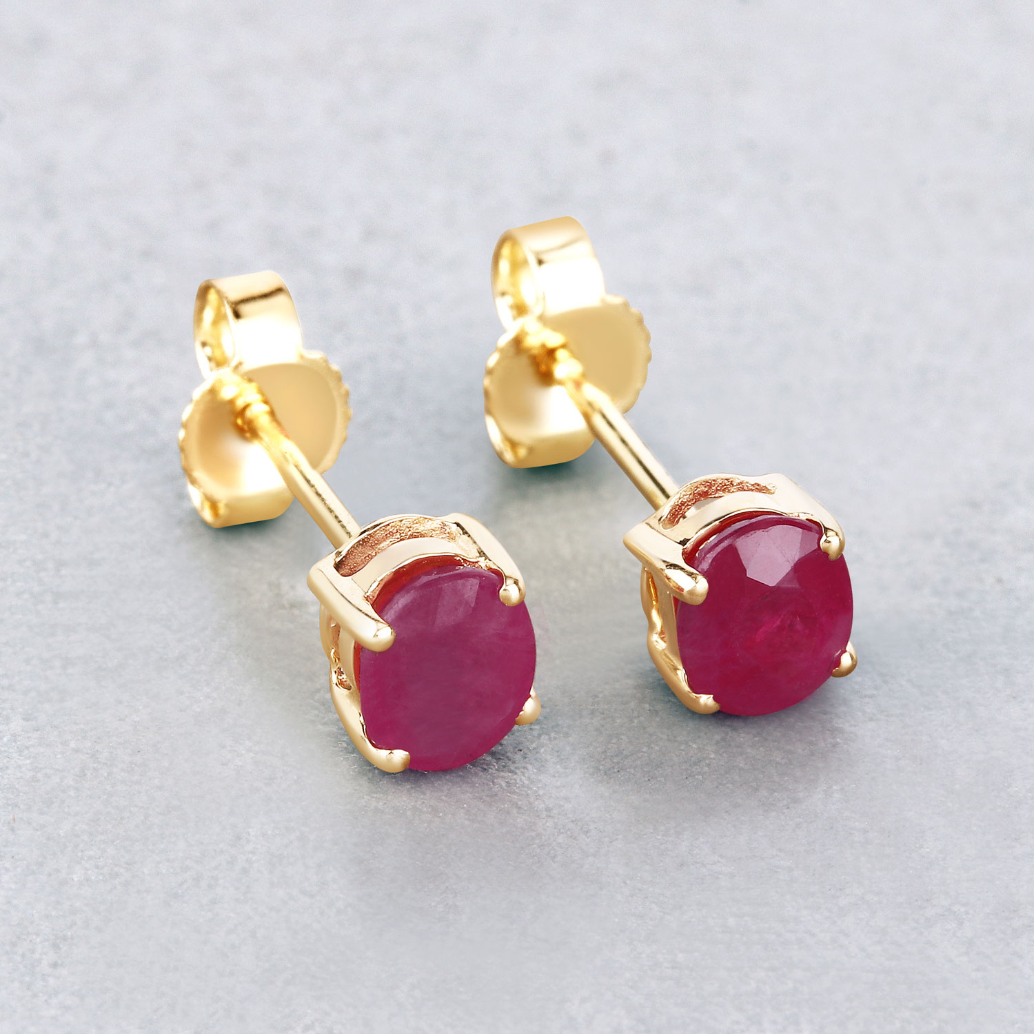 0.60 Carat Genuine Ruby 10K Yellow Gold Earrings