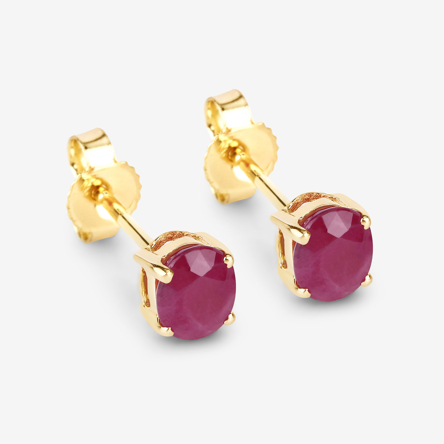 0.60 Carat Genuine Ruby 10K Yellow Gold Earrings