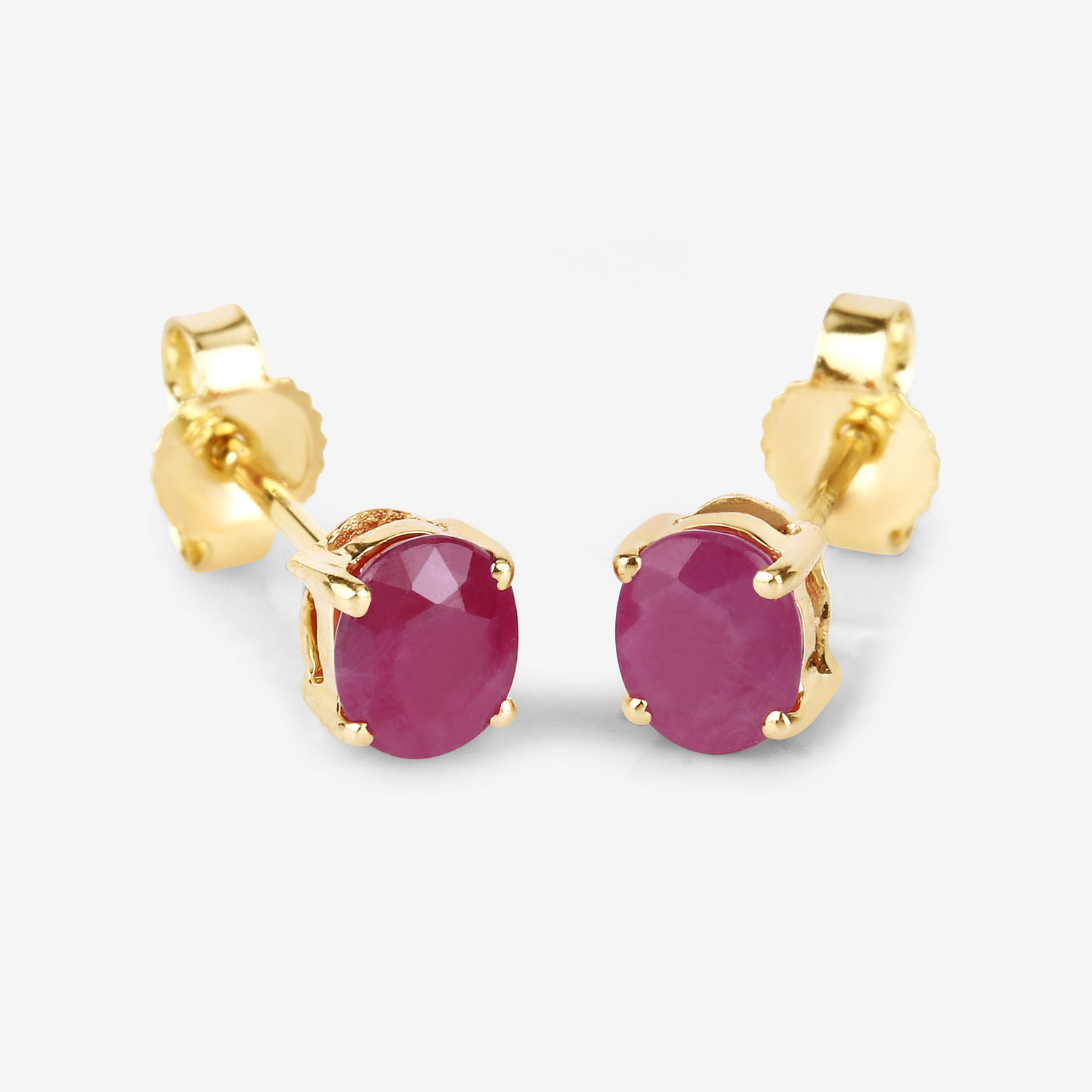 0.60 Carat Genuine Ruby 10K Yellow Gold Earrings