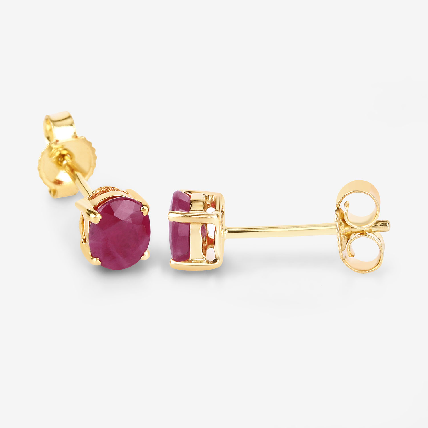 0.60 Carat Genuine Ruby 10K Yellow Gold Earrings