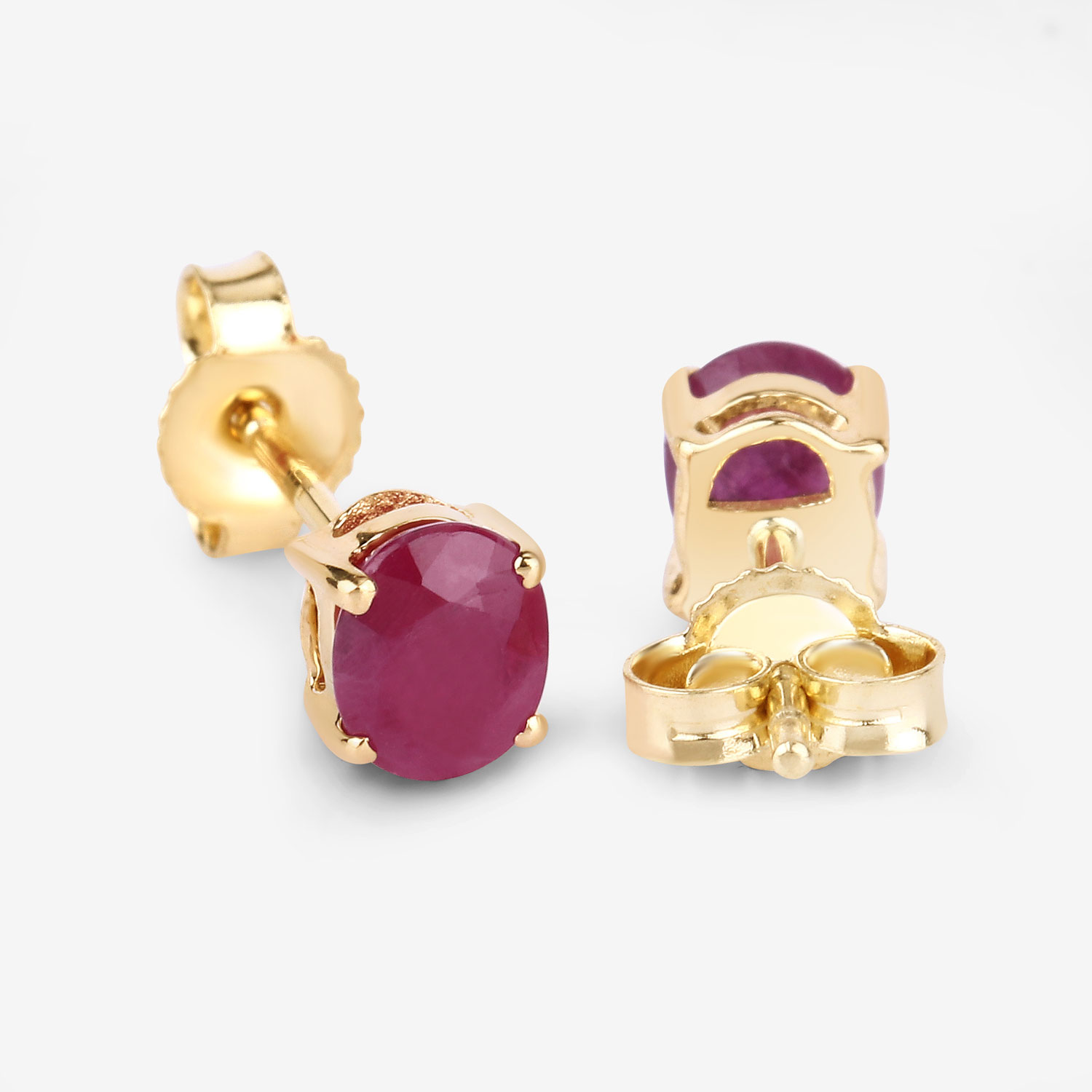 0.60 Carat Genuine Ruby 10K Yellow Gold Earrings