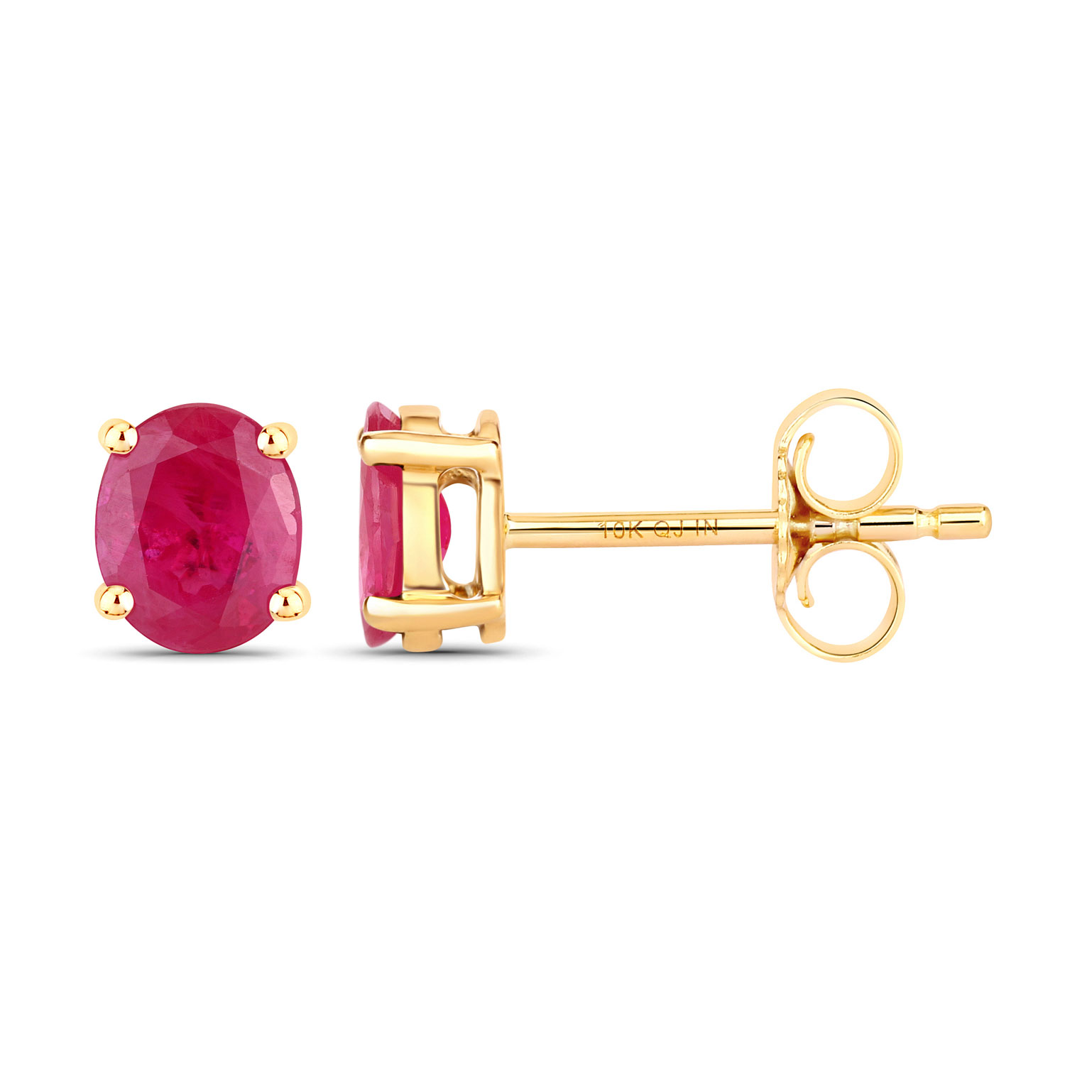 0.60 Carat Genuine Ruby 10K Yellow Gold Earrings