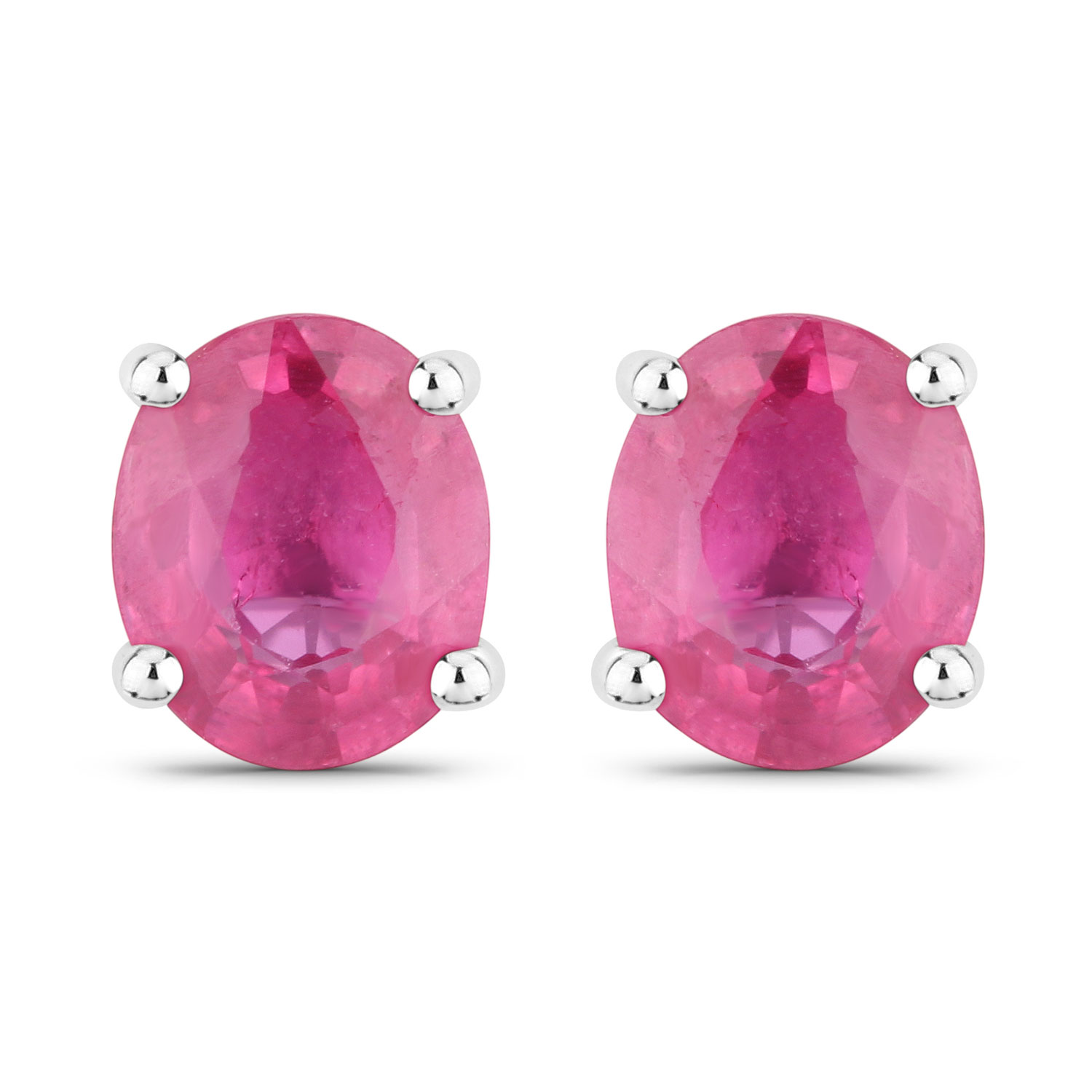 0.60 Carat Genuine Ruby 14K White Gold Earrings