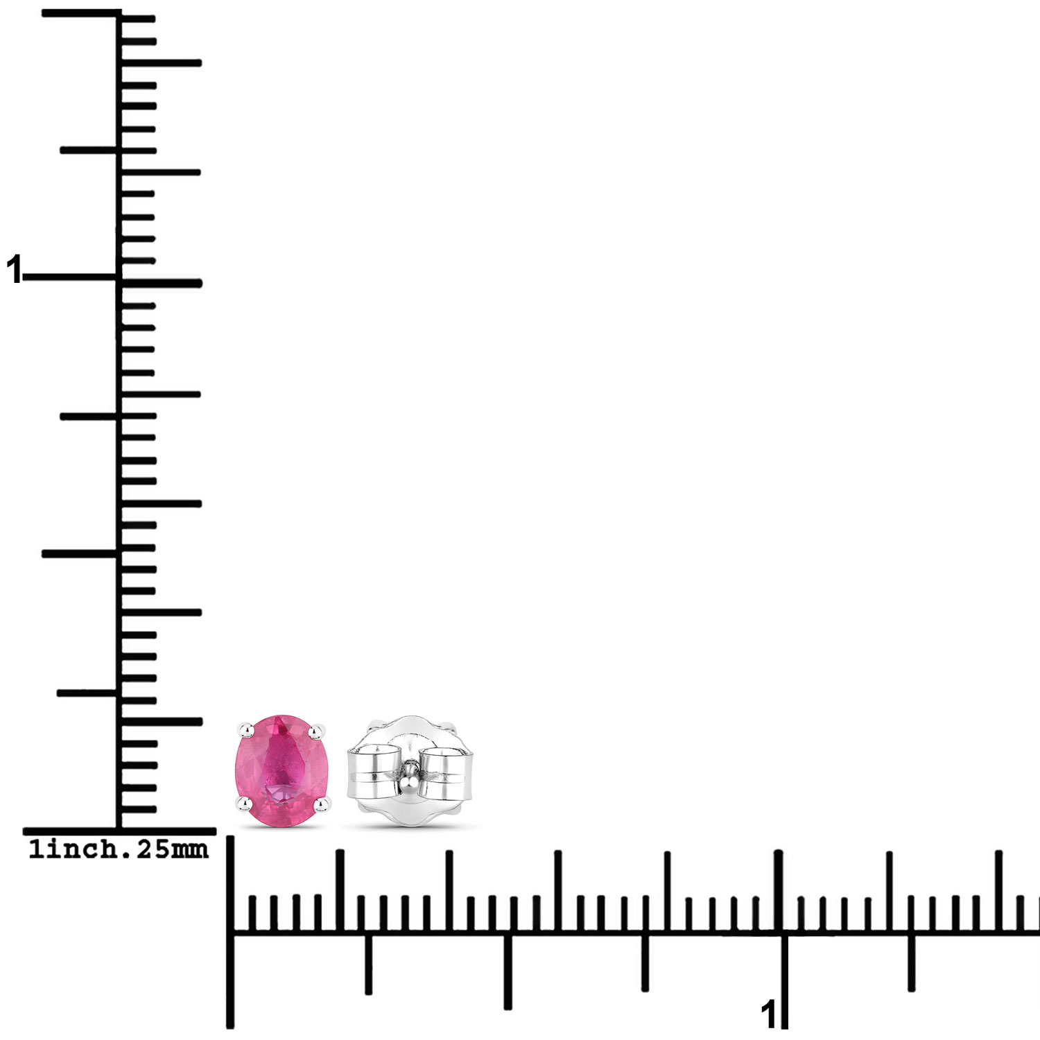 0.60 Carat Genuine Ruby 14K White Gold Earrings