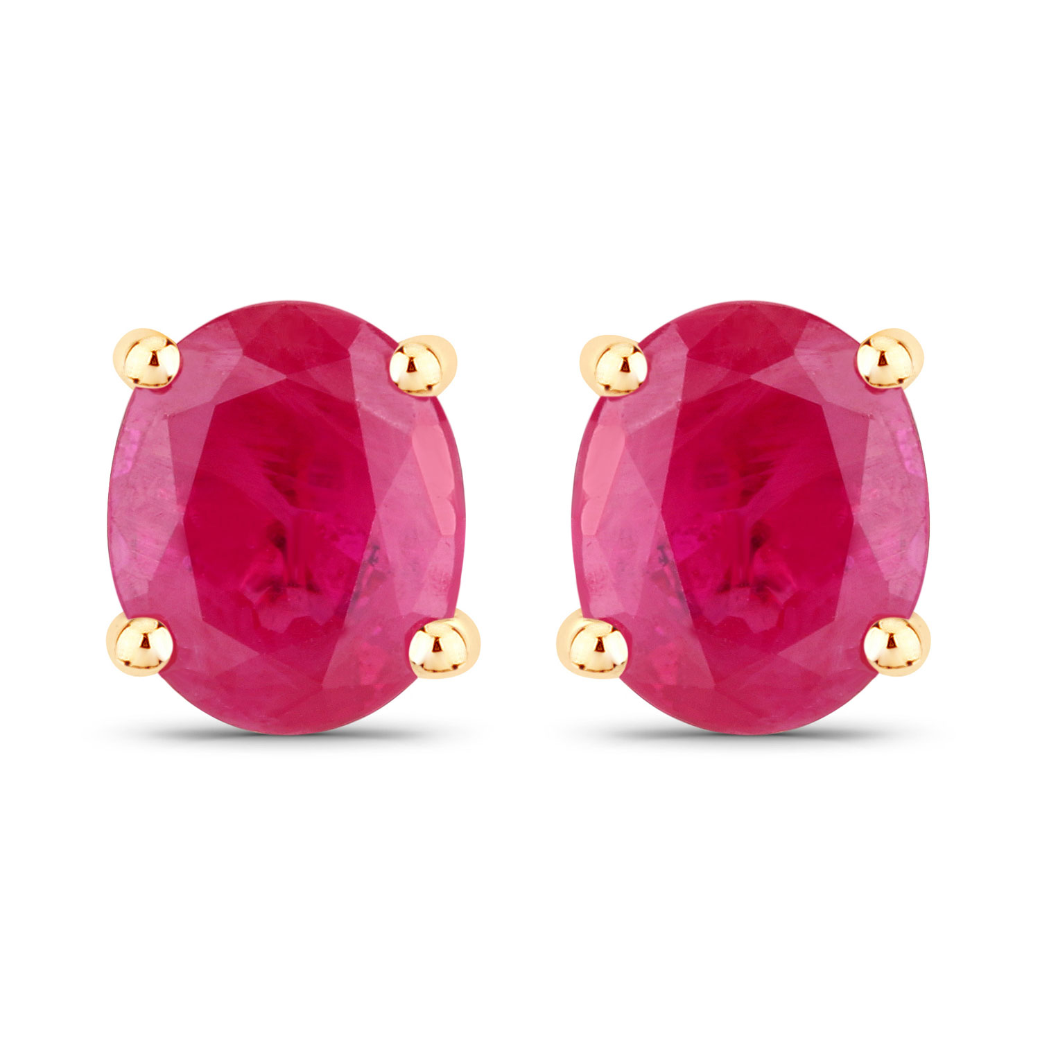 0.60 Carat Genuine Ruby 14K Yellow Gold Earrings