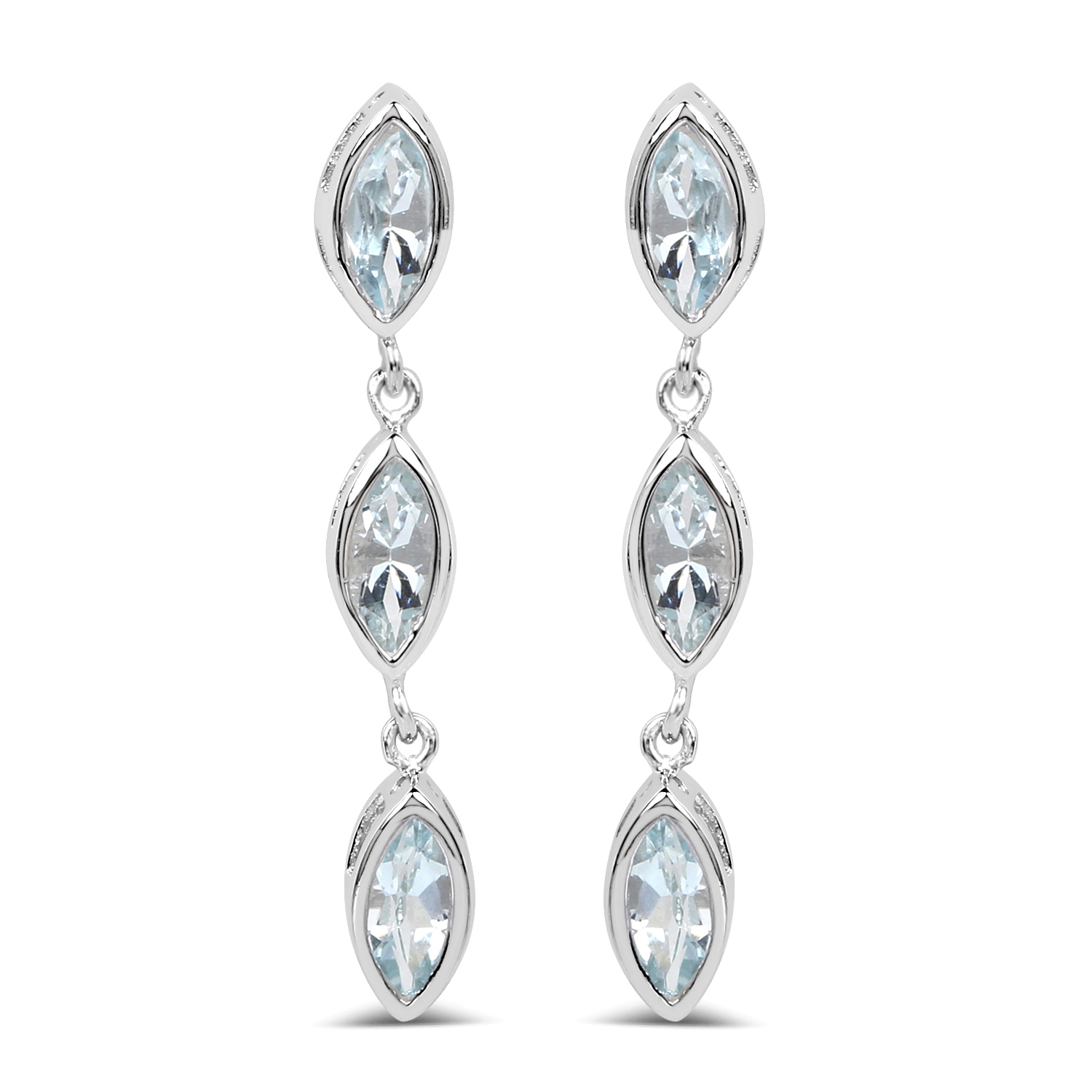 1.92 Carat Genuine Aquamarine .925 Sterling Silver Earrings