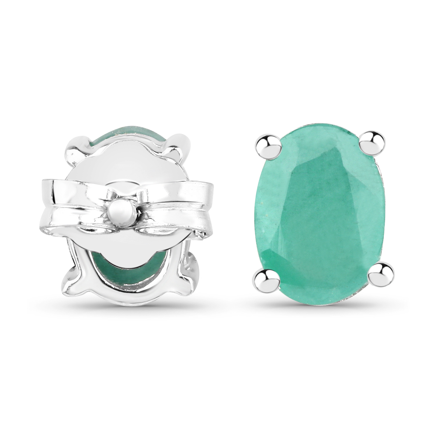 1.60 Carat Dyed Emerald .925 Sterling Silver Earrings