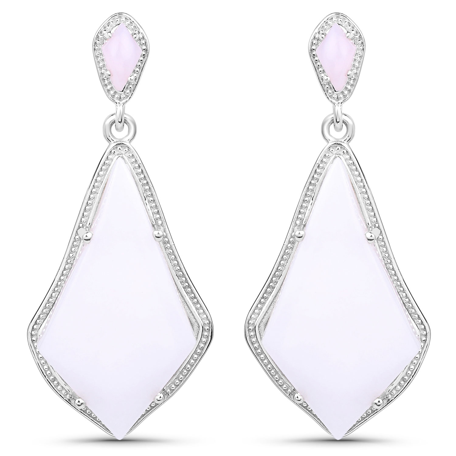 14.40 Carat Genuine Pink Opal .925 Sterling Silver Earrings