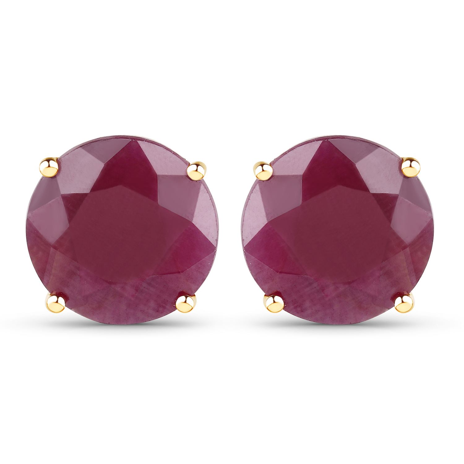 7.40 Carat Genuine Ruby 14K Yellow Gold Earrings